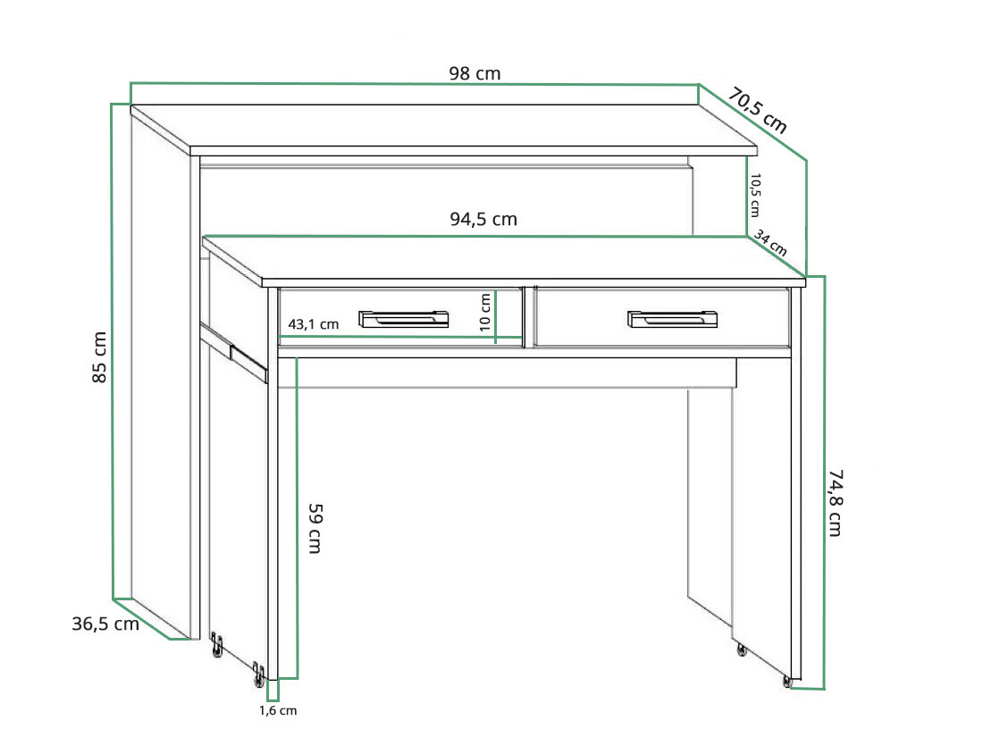 Pisalna miza Gilroy 103 (Bela)
