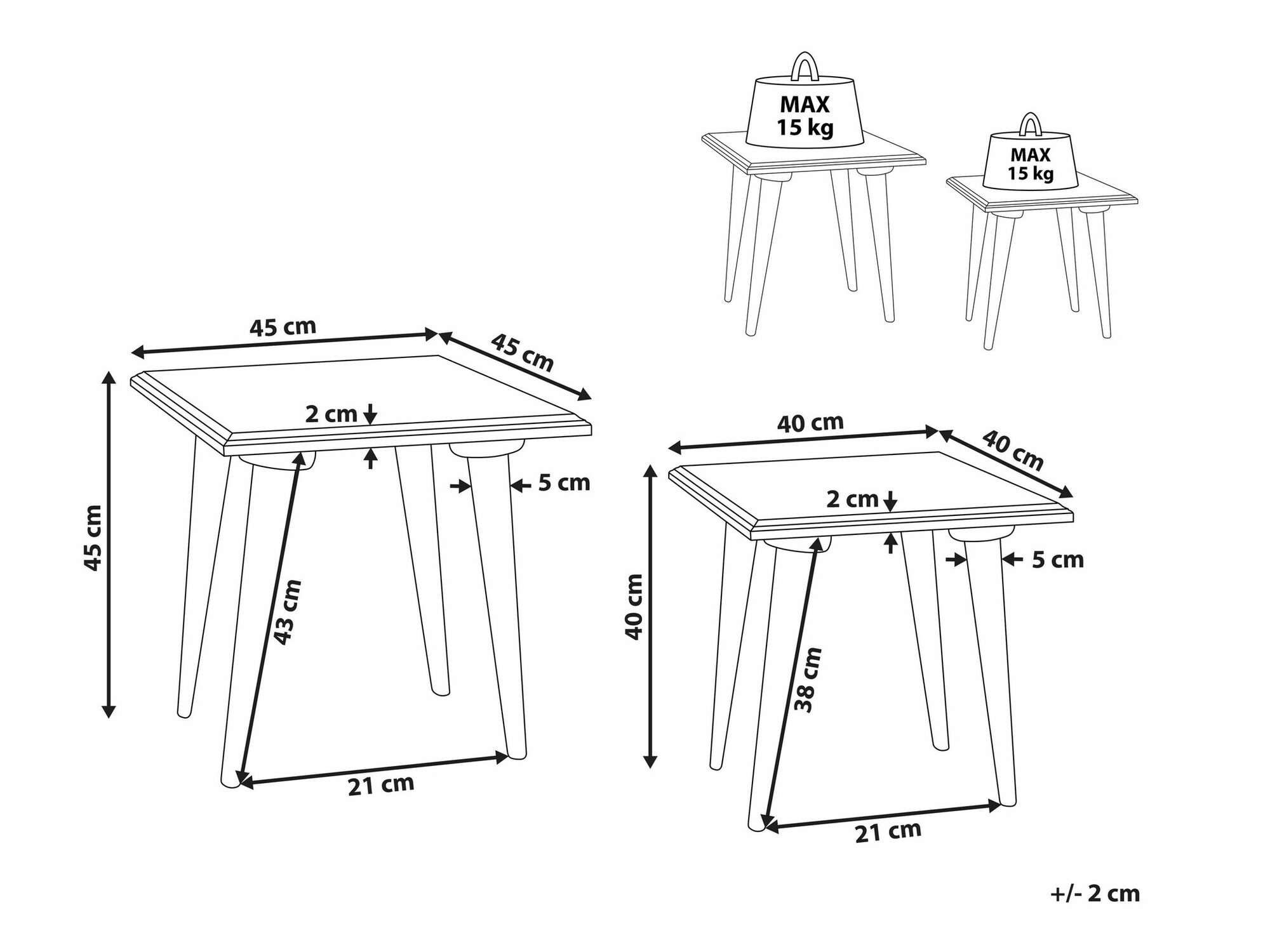 Komplet klubskih mizic Berwyn 1305