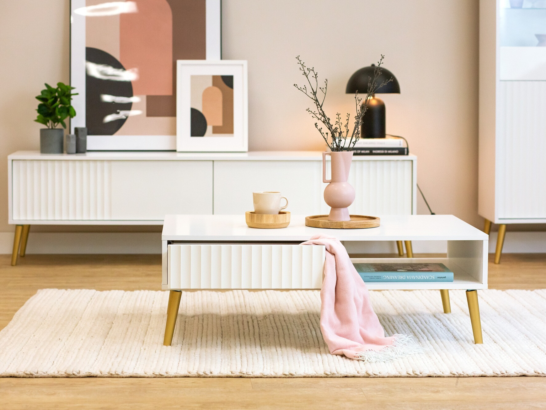 Klubska mizica Cirferi 103 (Bela + Zlata)