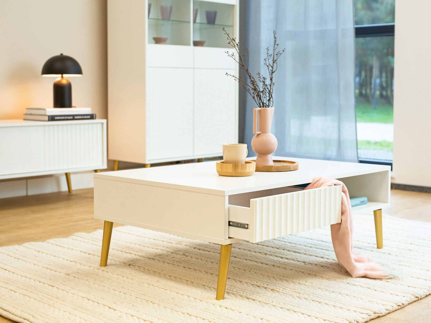 Klubska mizica Cirferi 103 (Bela + Zlata)