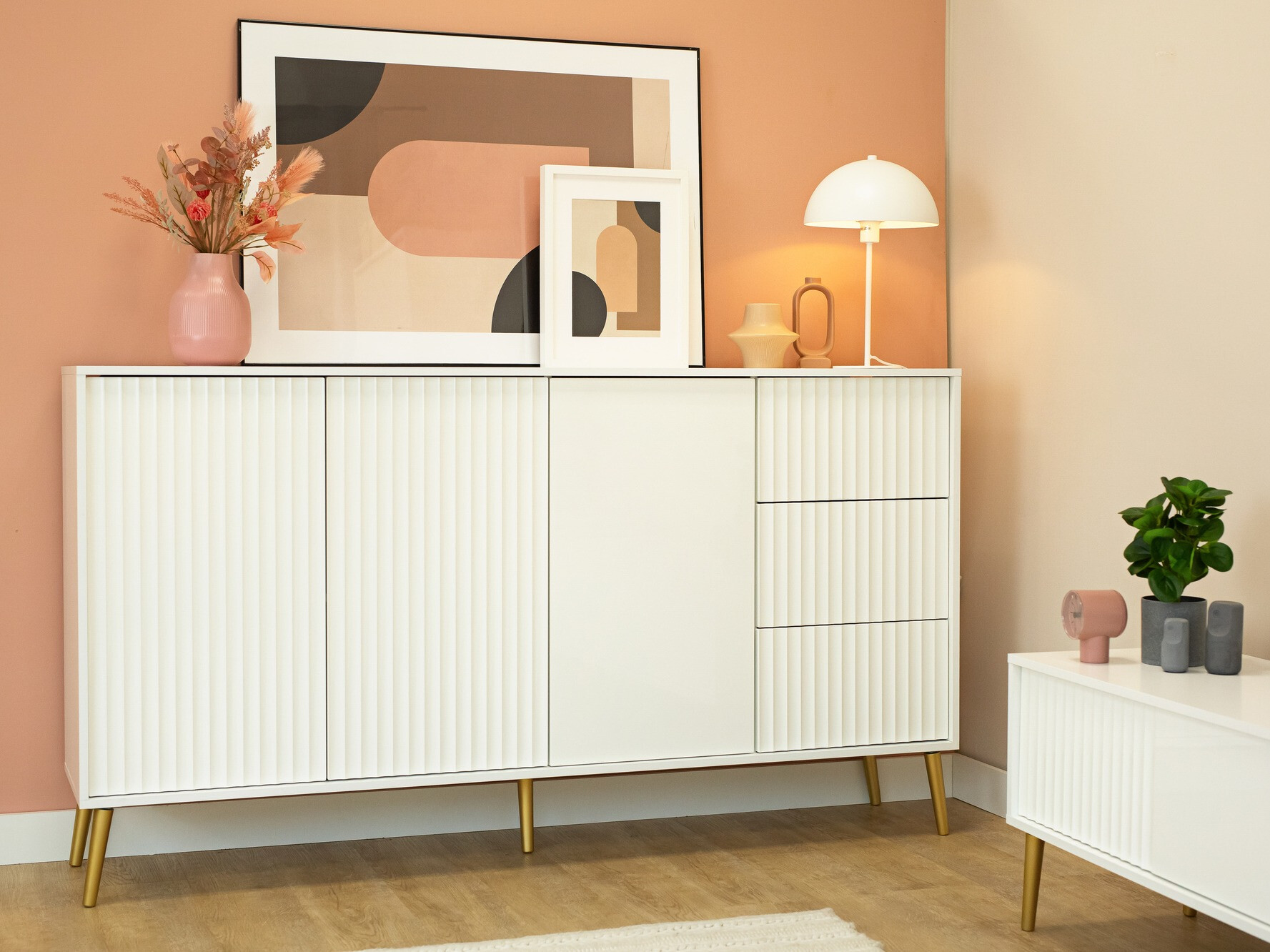 Komoda Cirferi 102 (Bela + Zlata)