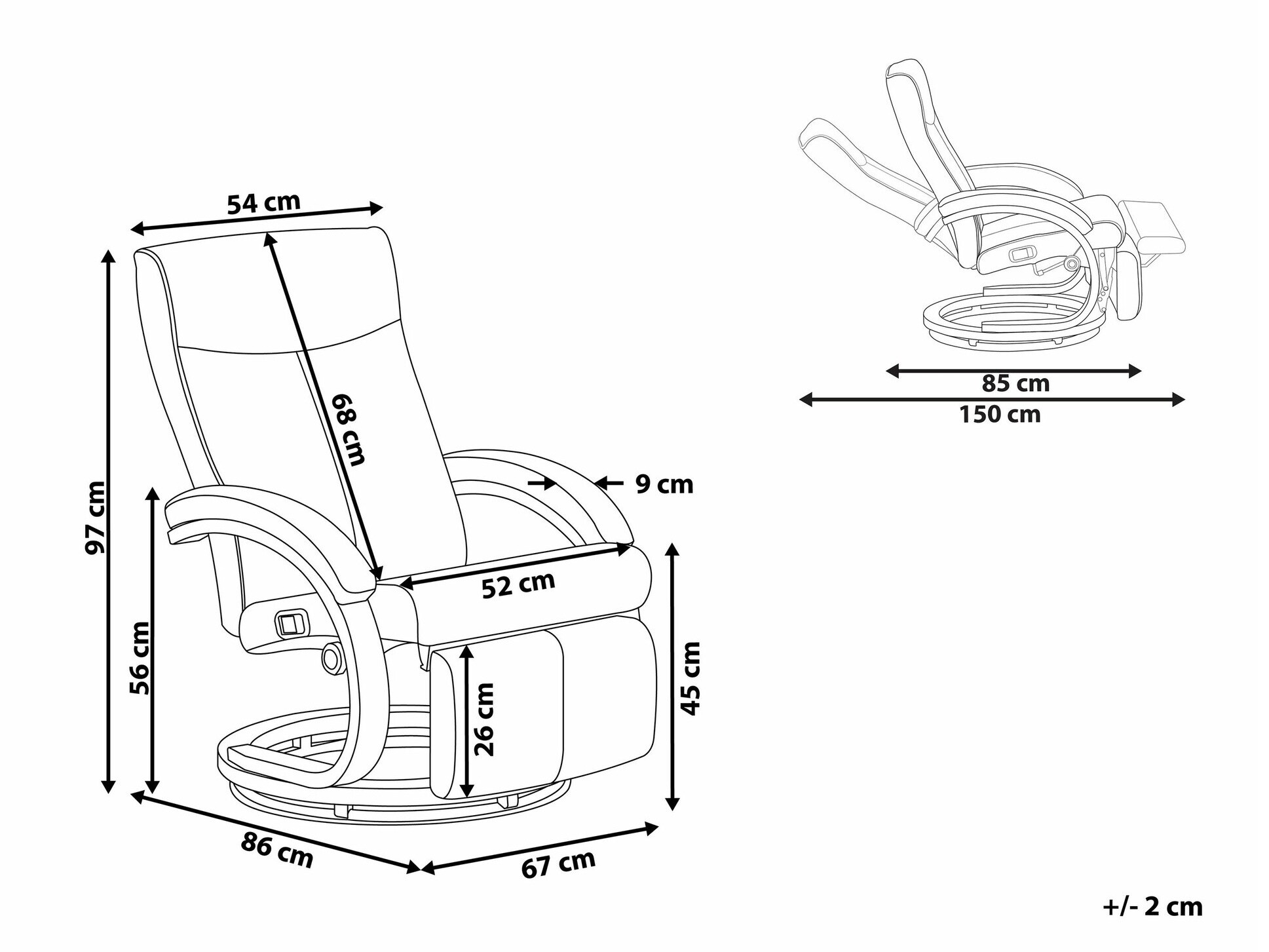 Fotelj s počivalnikom Berwyn 1326 (Črna)