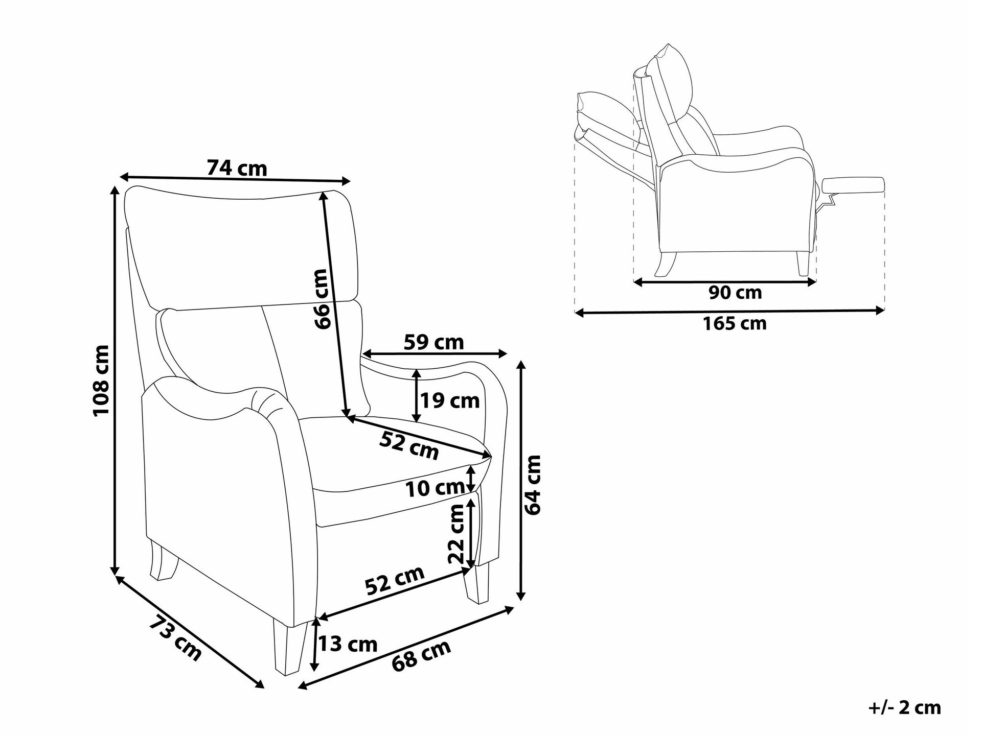 Fotelj s počivalnikom Berwyn 1329 (Črna + Siva)