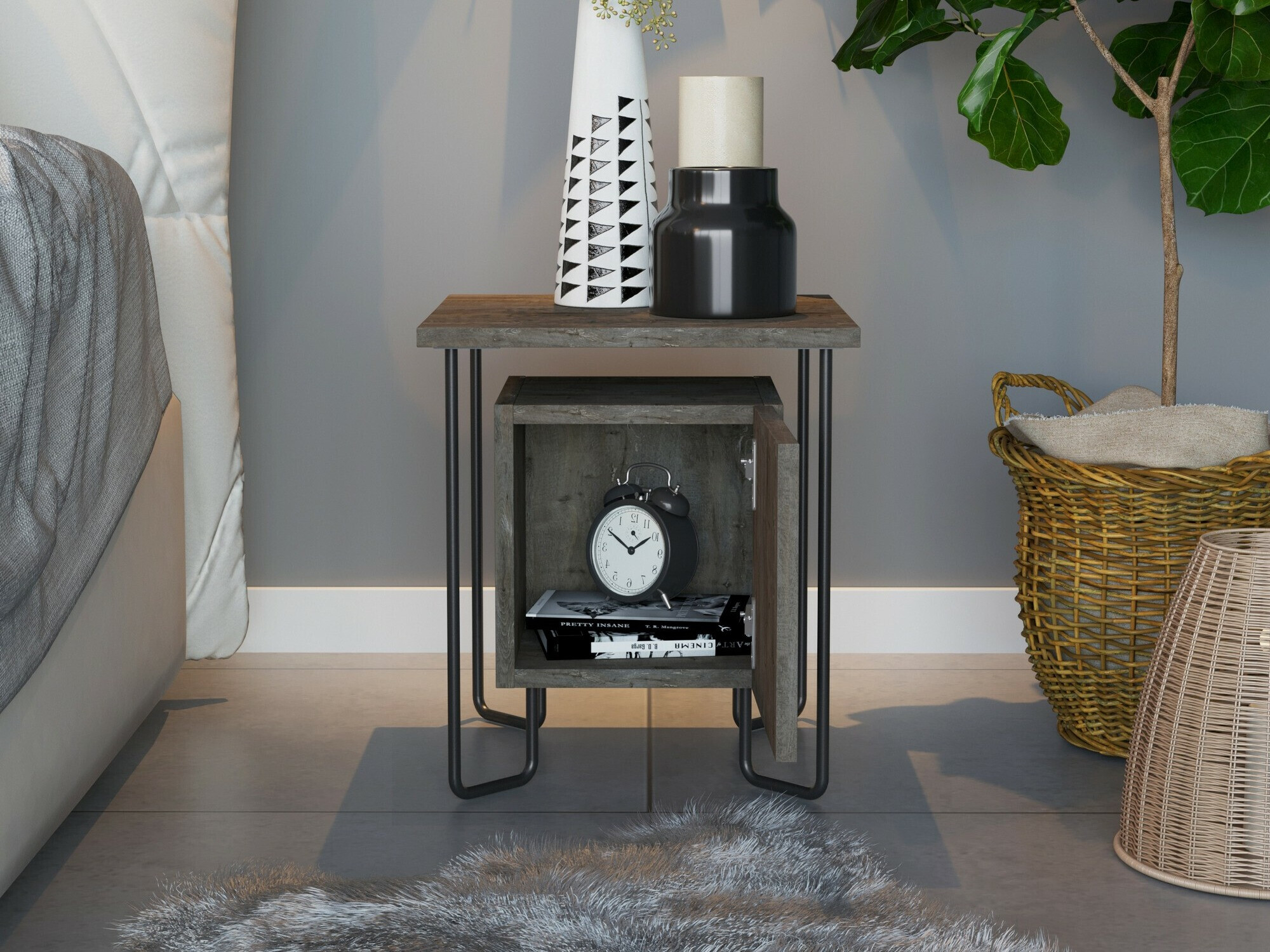 Nočna omarica Kailua 1509 (Temno rjava)