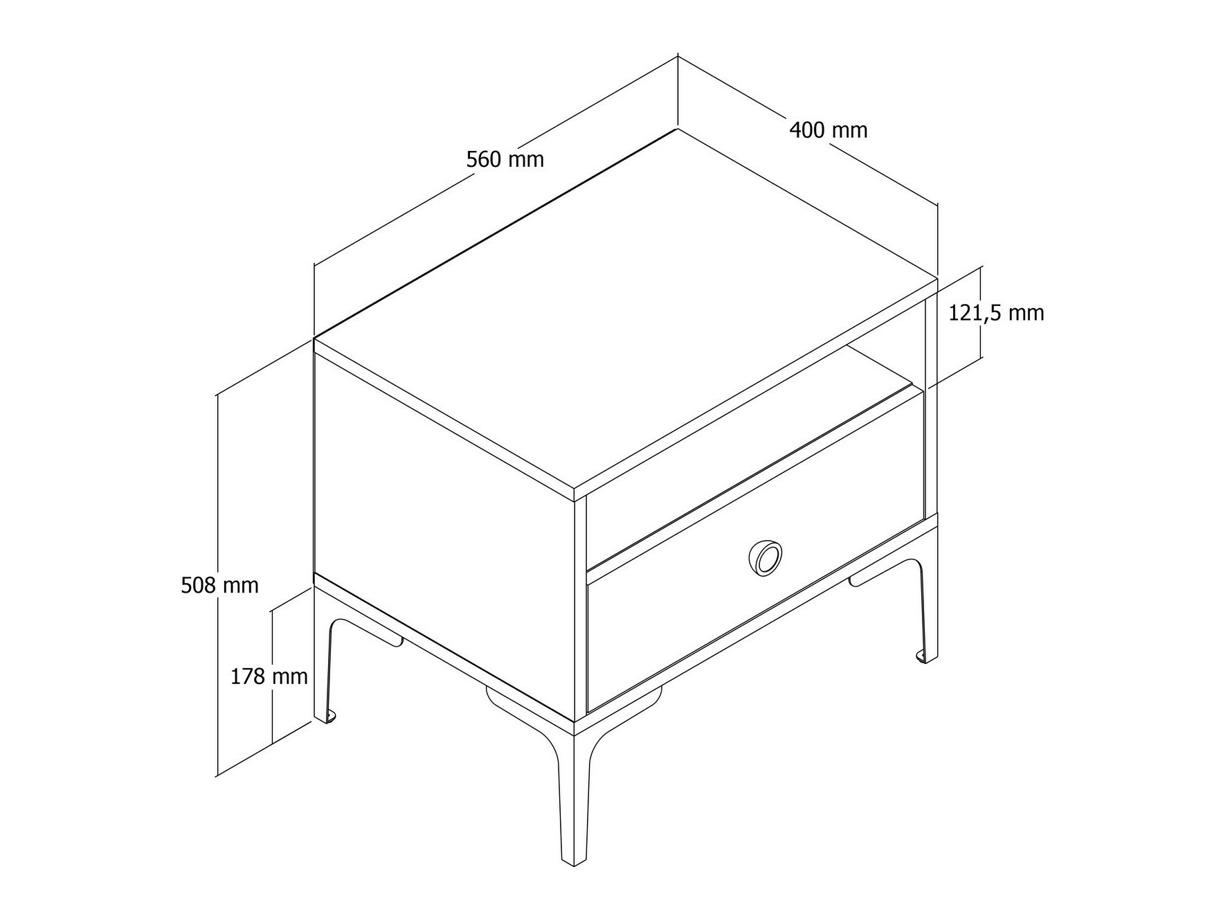 Nočna omarica Kailua 1516 (Oreh + Beli marmor)
