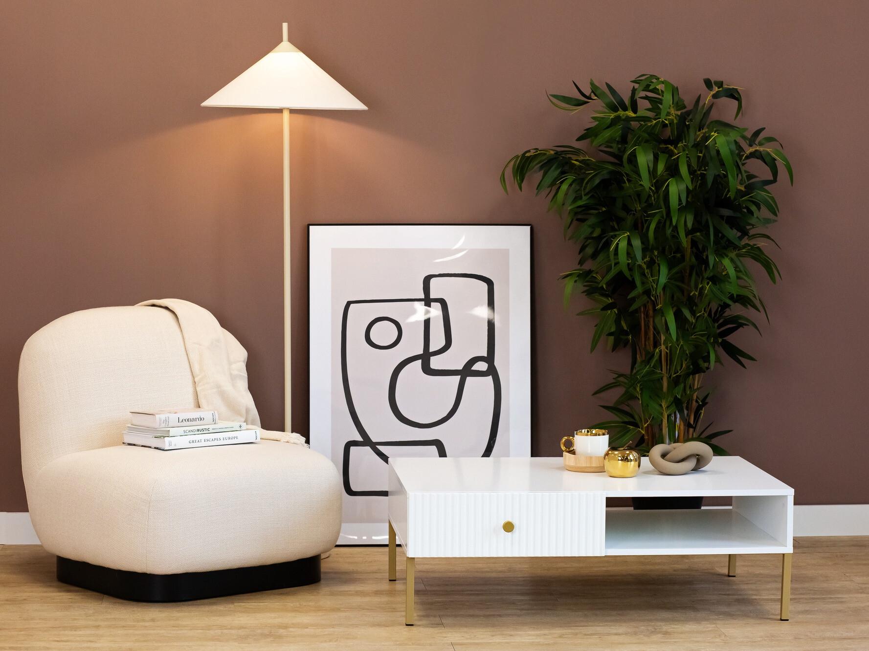 Klubska mizica Etliva 103 (Bela + Zlata)