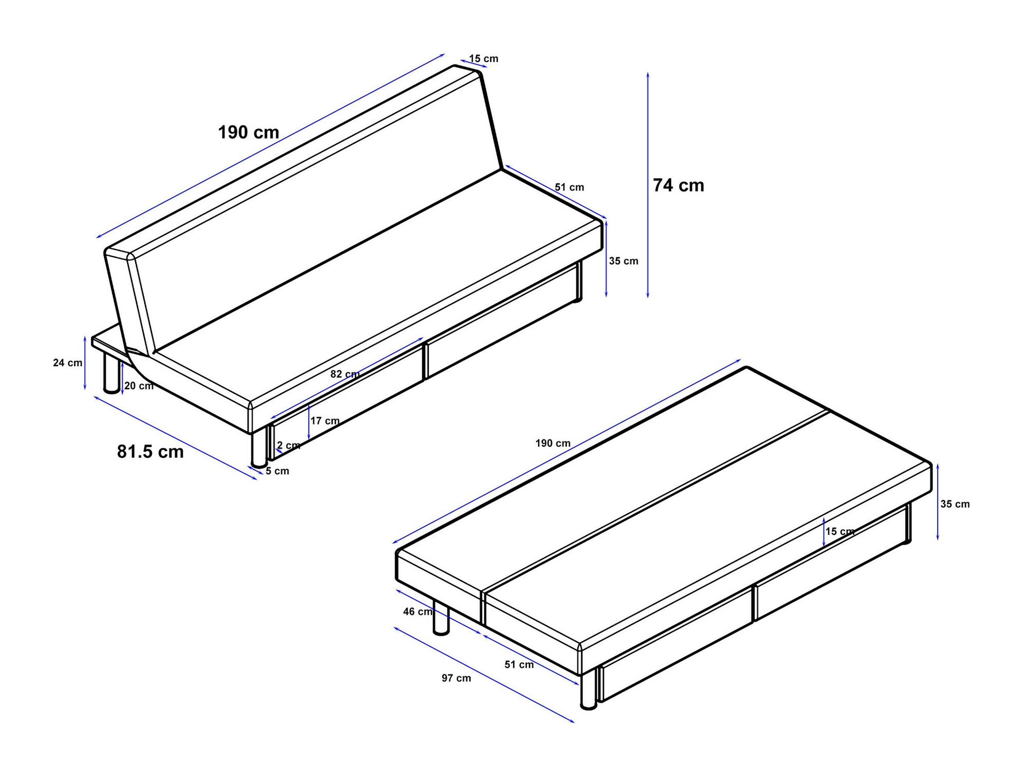 Raztegljiv kavč Denton 1223 (Svetlo siva)