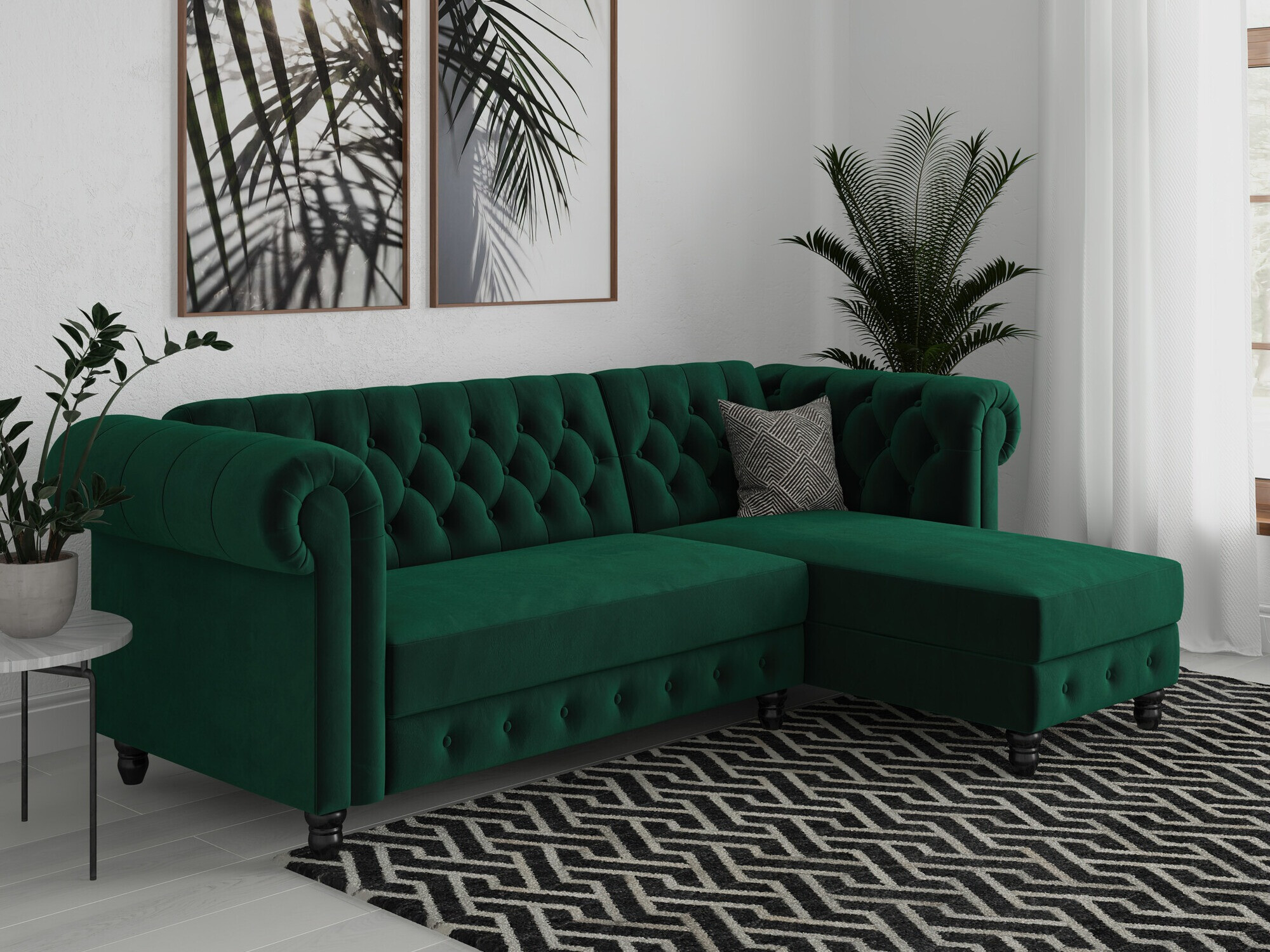 Chesterfield kotna garnitura Tulsa 622 (Temno zelena)