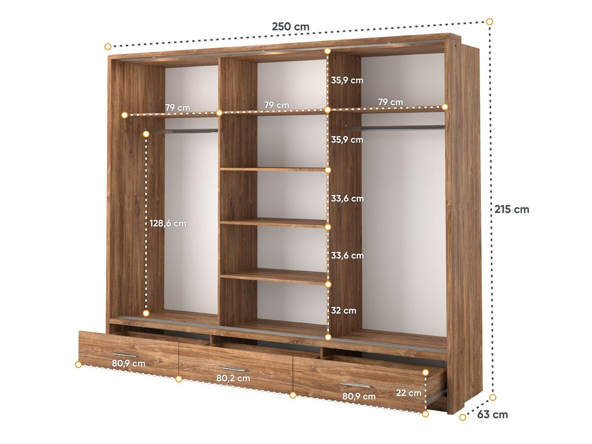 Garderobna omara Fresno 100 (Stirling hrast)