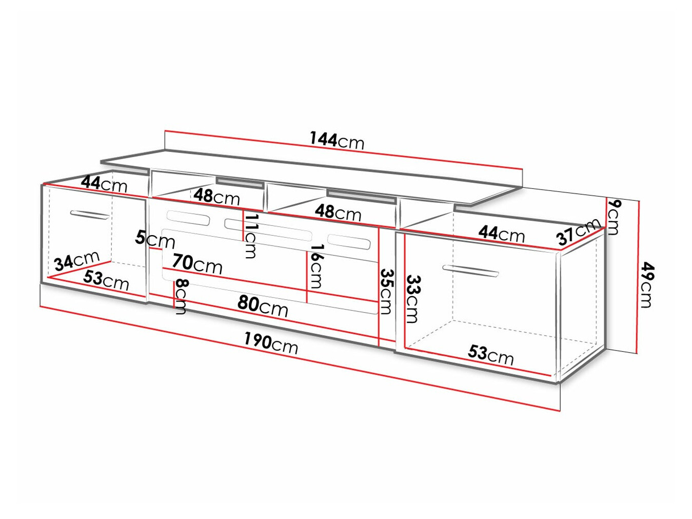 TV-omarica Numerus (Črna + Sijaj črna)
