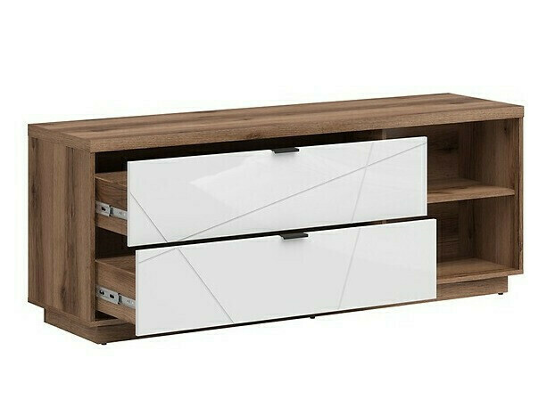 Komplet za dnevno sobo Fivale 110 (Temni delano hrast + Sijaj bela)