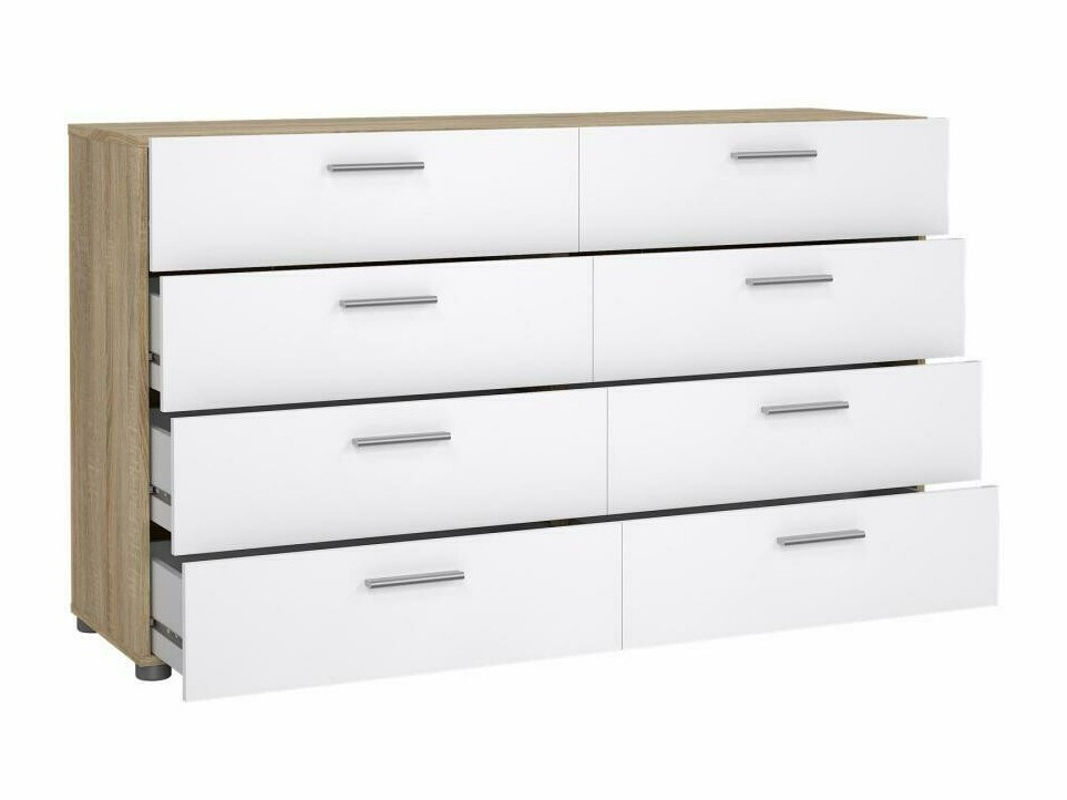 Komoda Tustin 130 (Sijaj bela + Hrast)
