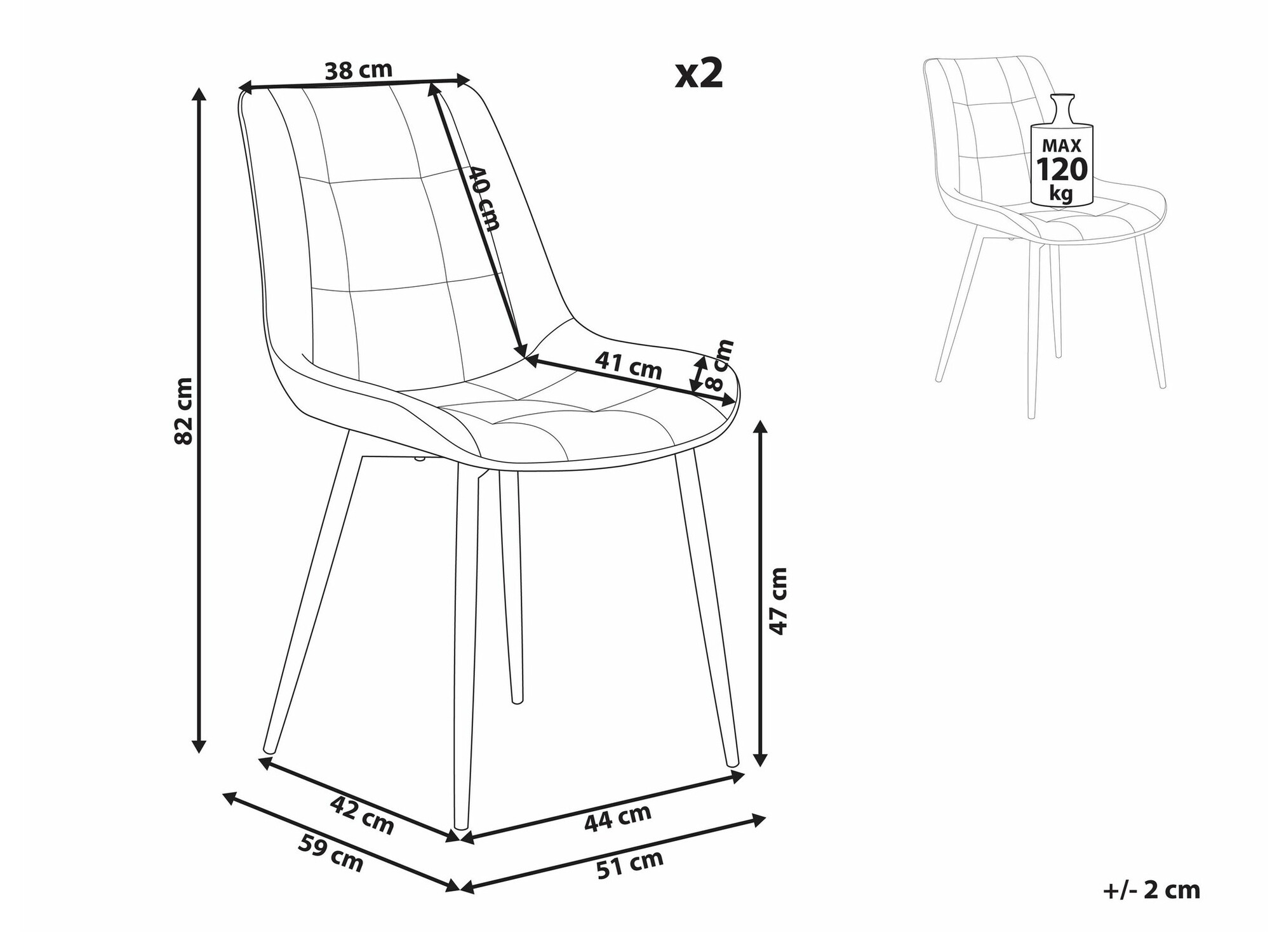 Komplet stolov Berwyn 1526 (Bela)