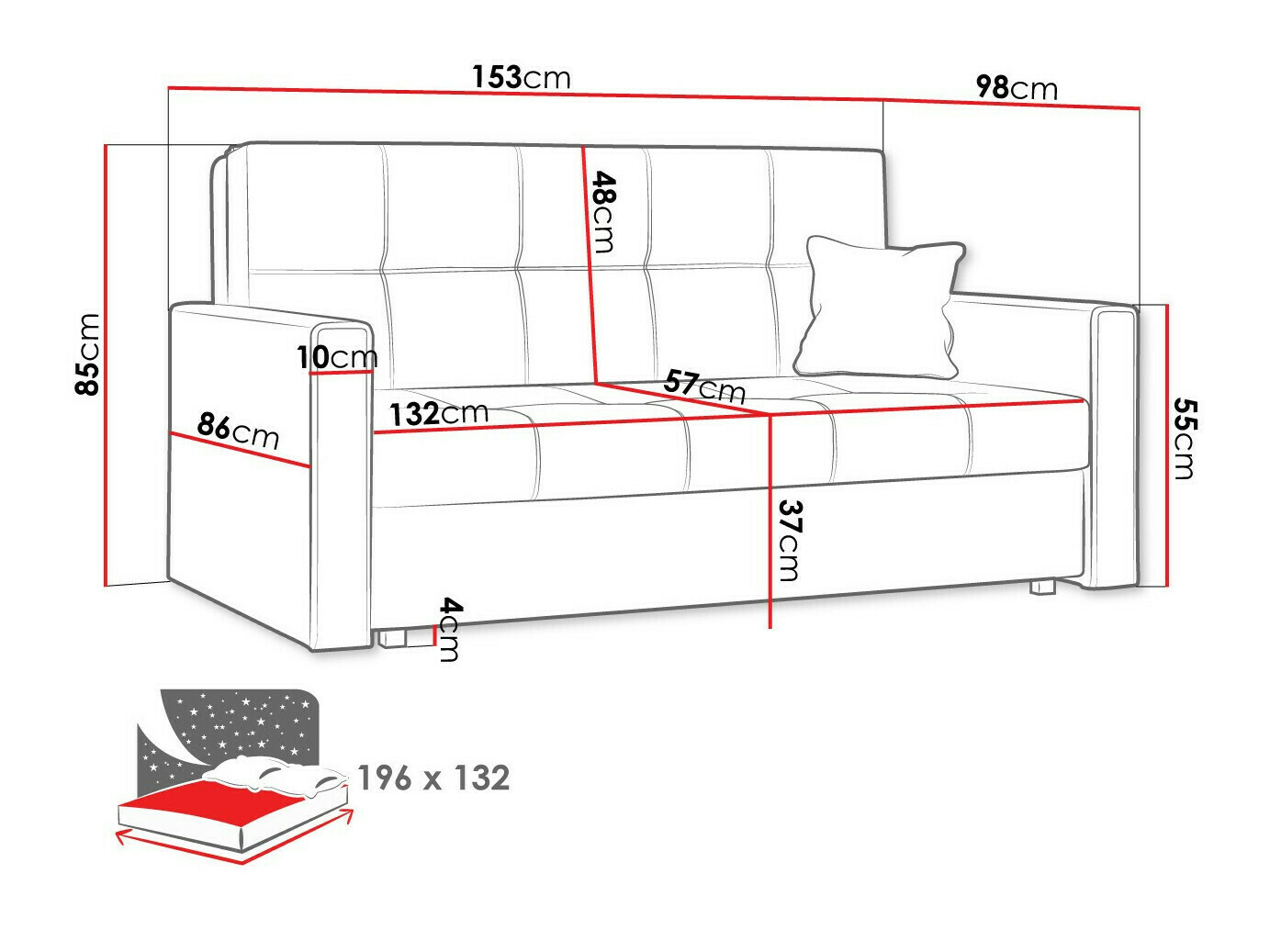Kavč z ležiščem Columbus 106 (Manila 02)