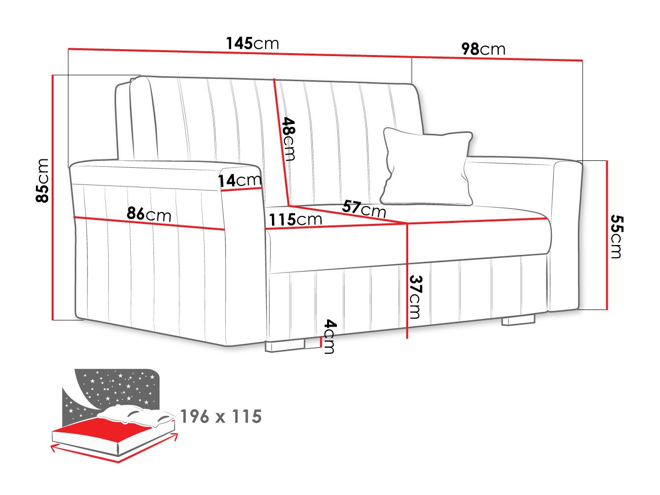 Kavč z ležiščem Columbus 136 (Kronos 07)