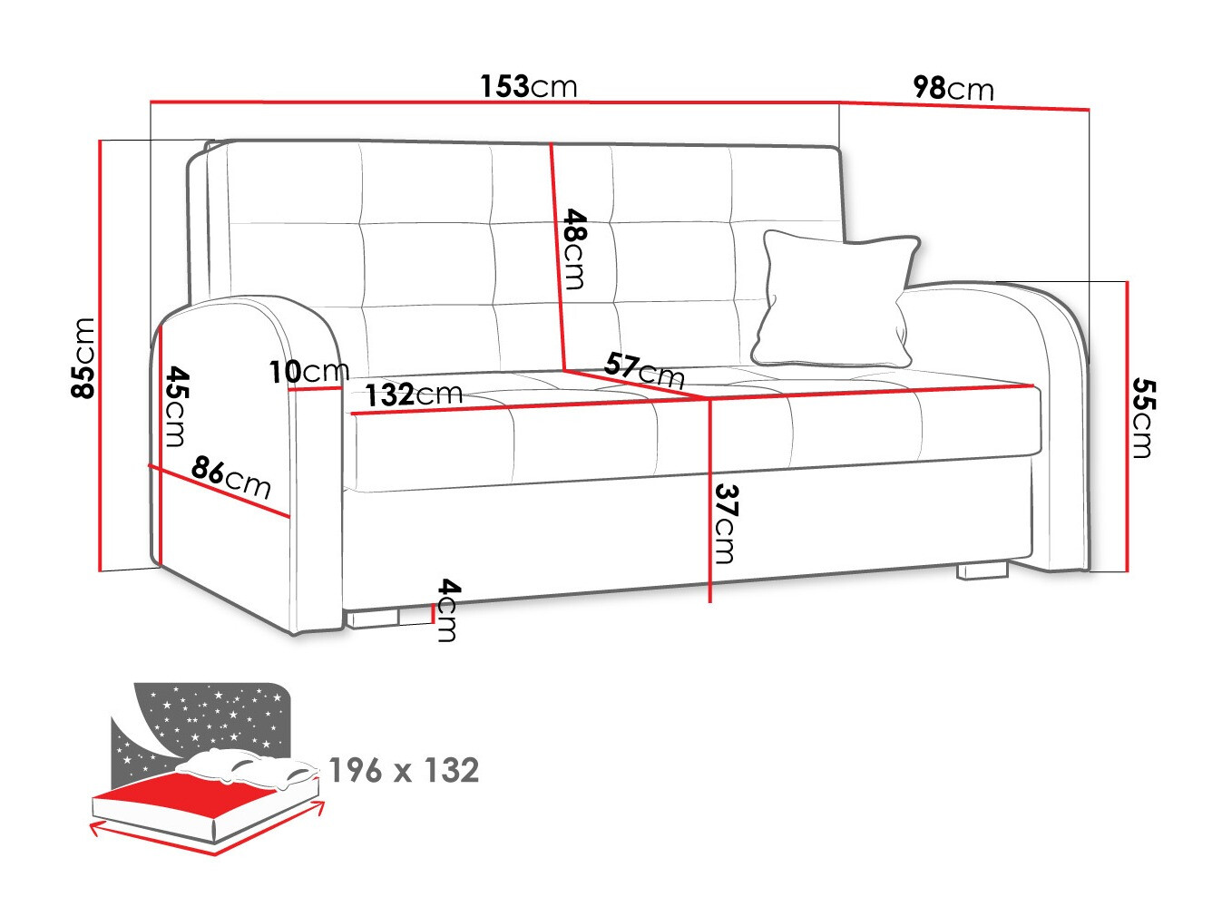 Raztegljiv kavč Columbus 116 (Kronos 19)