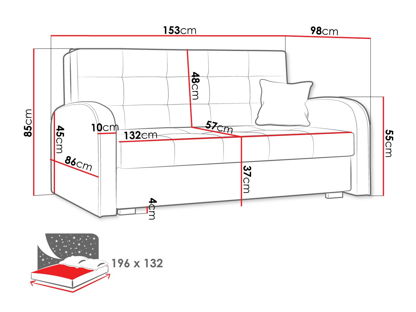 Raztegljiv kavč Columbus 116 (Kronos 22)