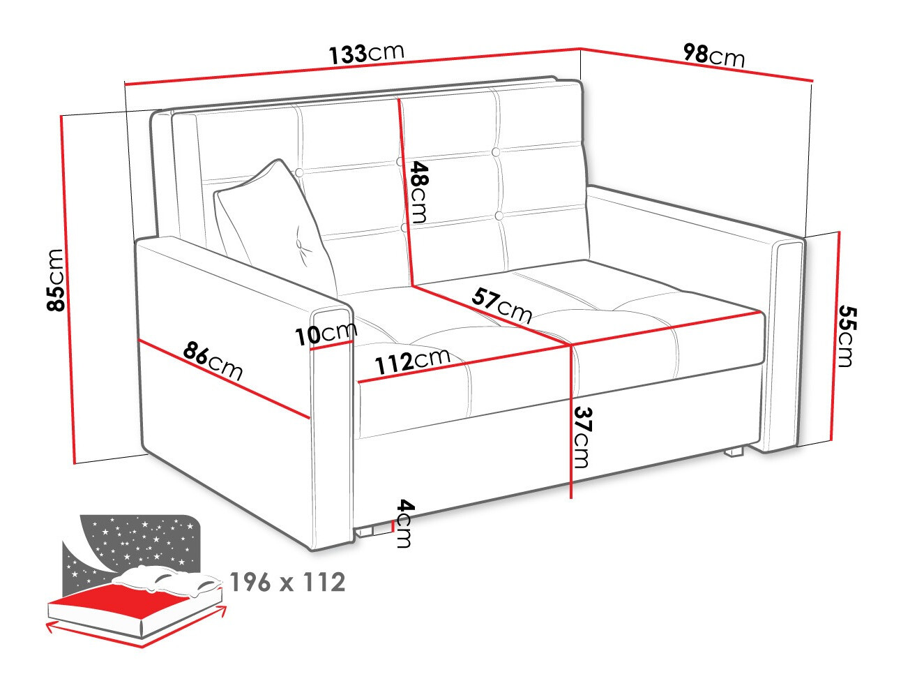 Kavč z ležiščem Columbus 100 (Sofia 03)