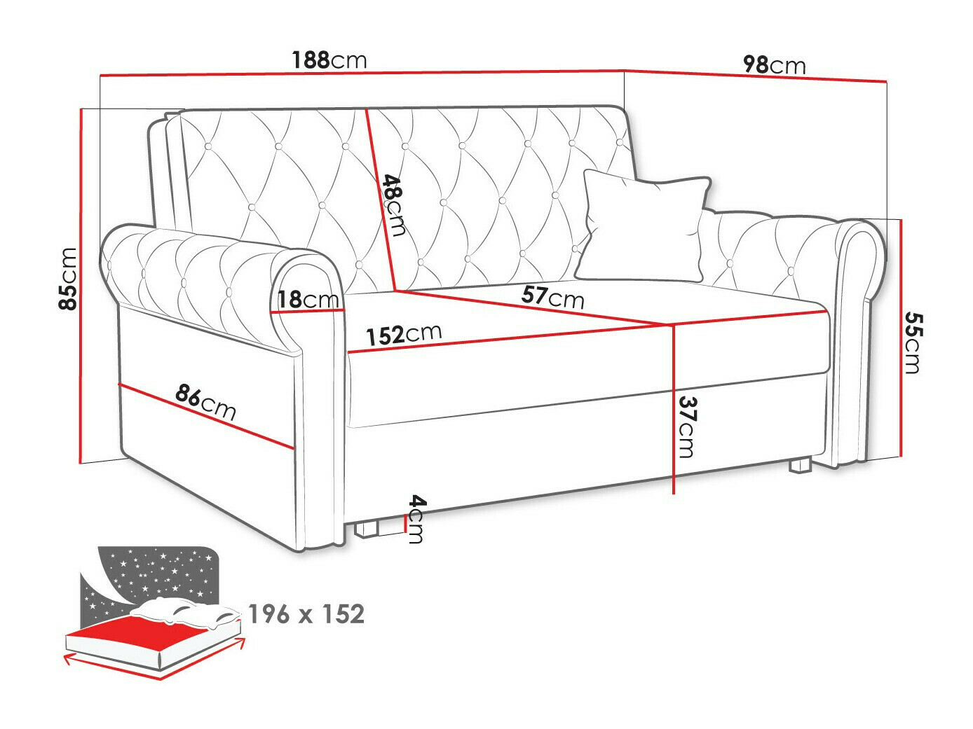 Raztegljiv kavč Columbus 196 (Kronos 22)