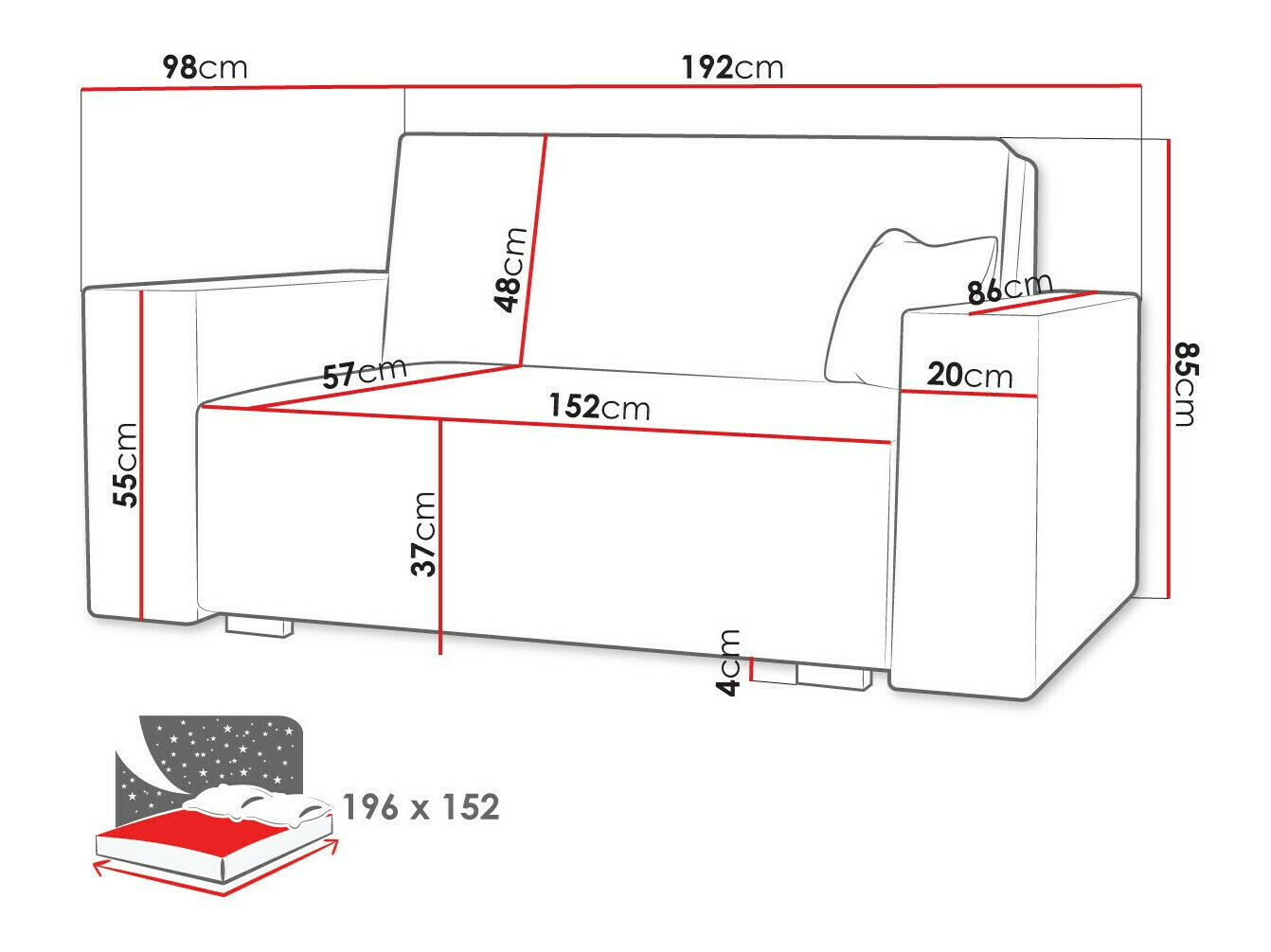 Raztegljiv kavč Columbus 197 (Neve 34)