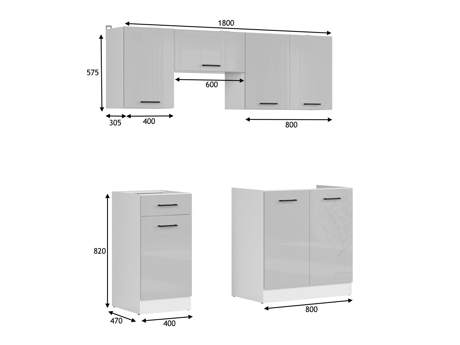 Modularni kuhinjski komplet Line Grey 118