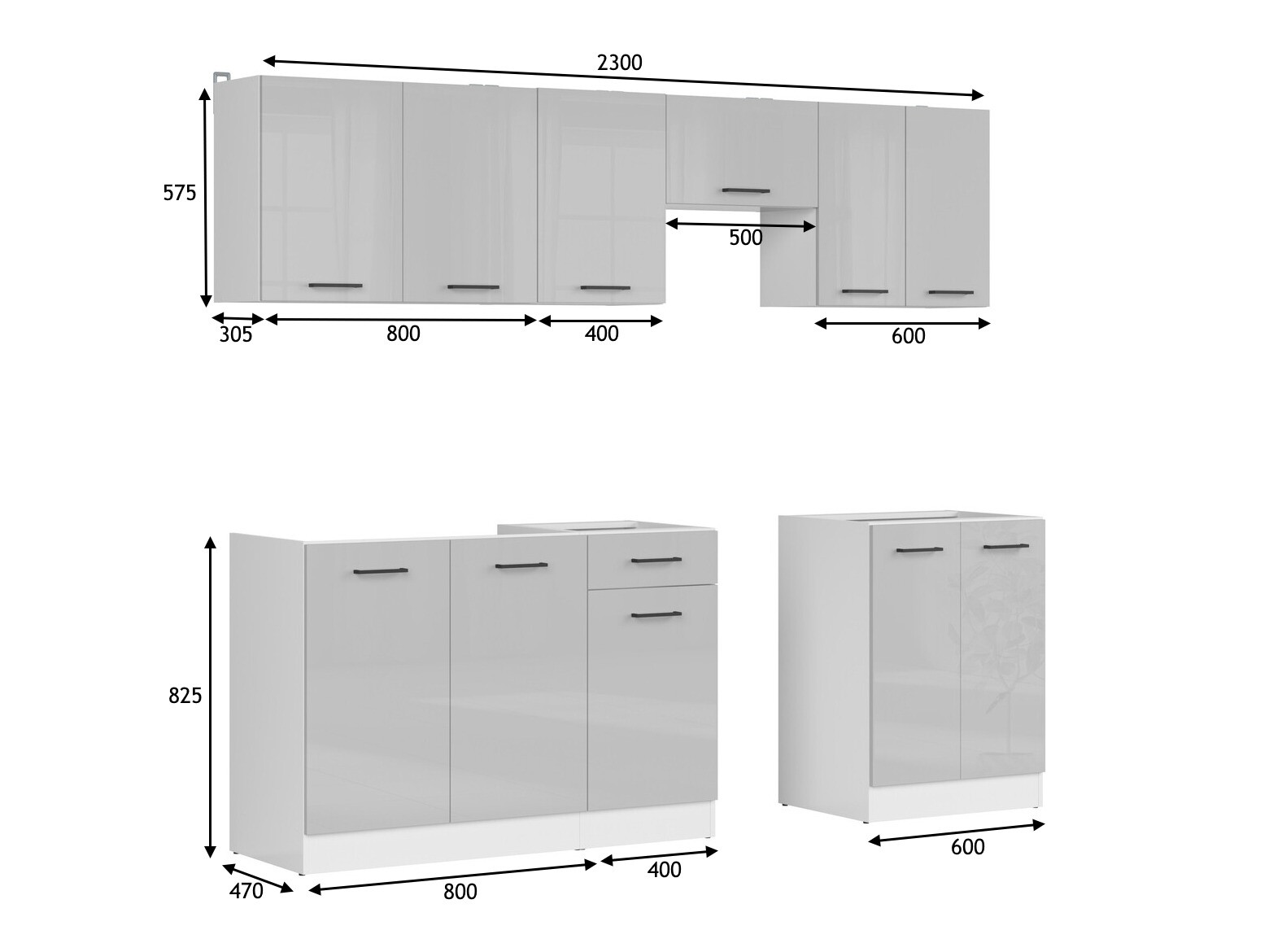 Modularni kuhinjski komplet Line Grey 119