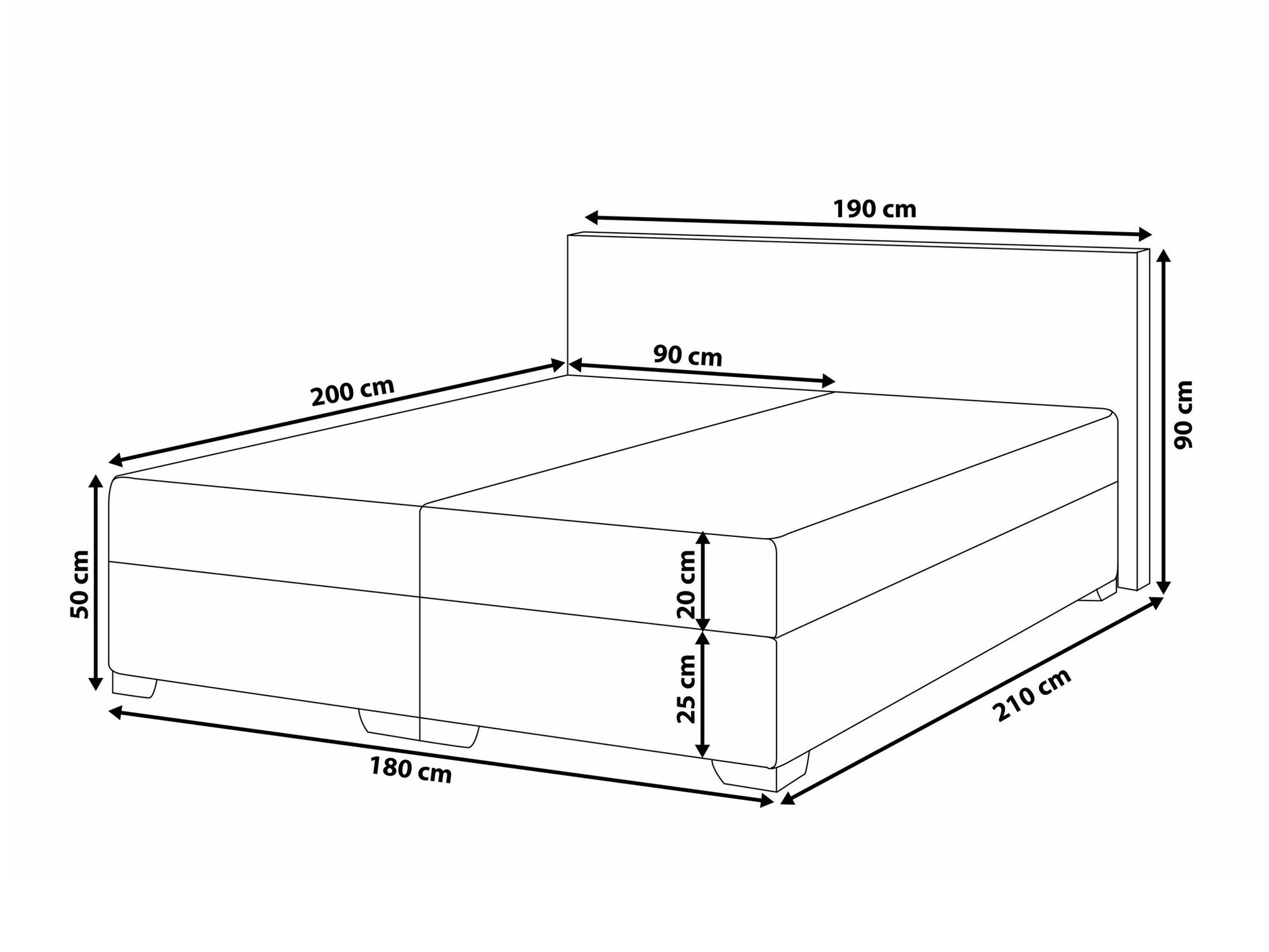 Boxspring postelja Berwyn 1548 (Črna)