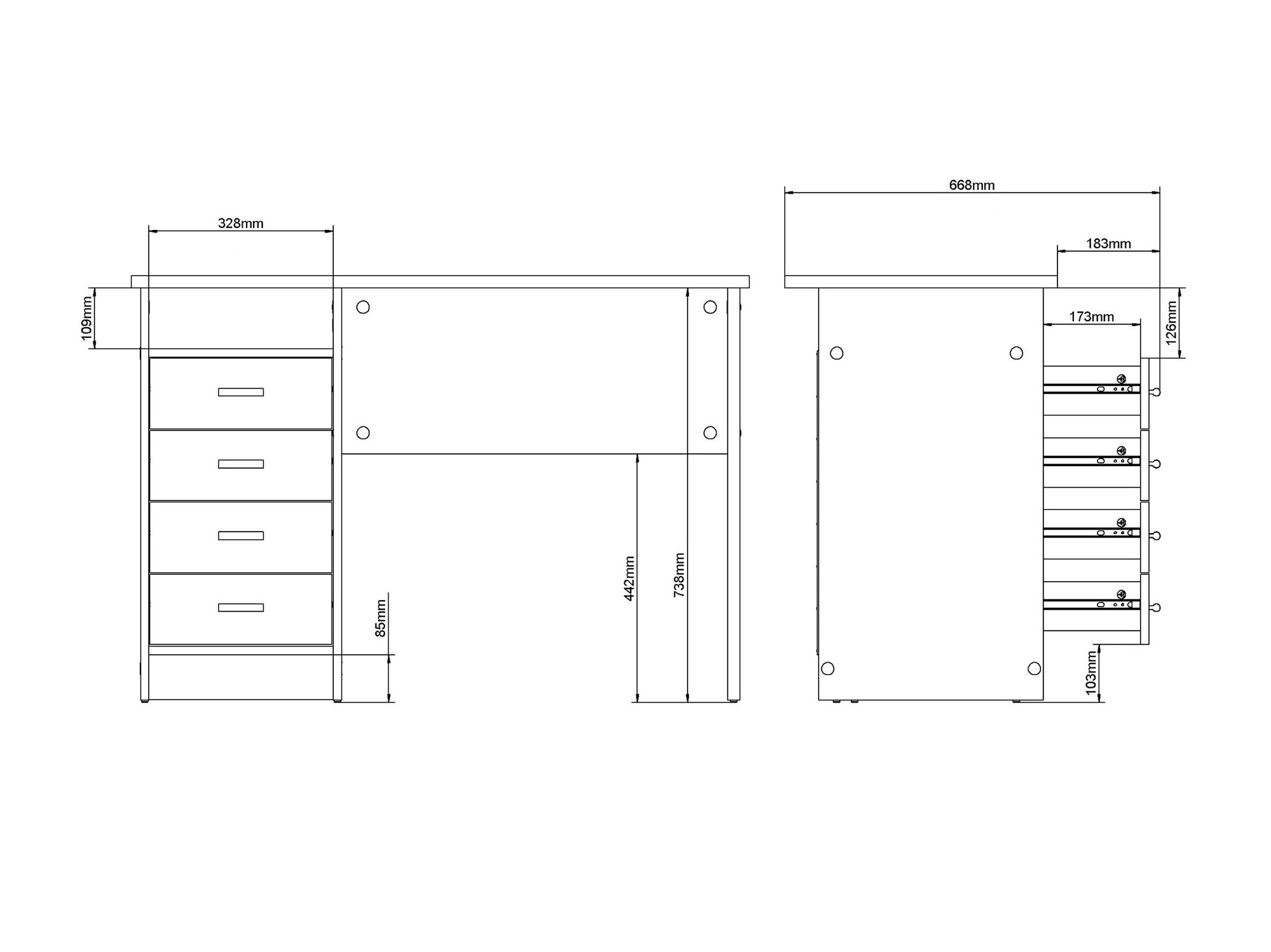 Pisalna miza Tustin 202 (Bela)
