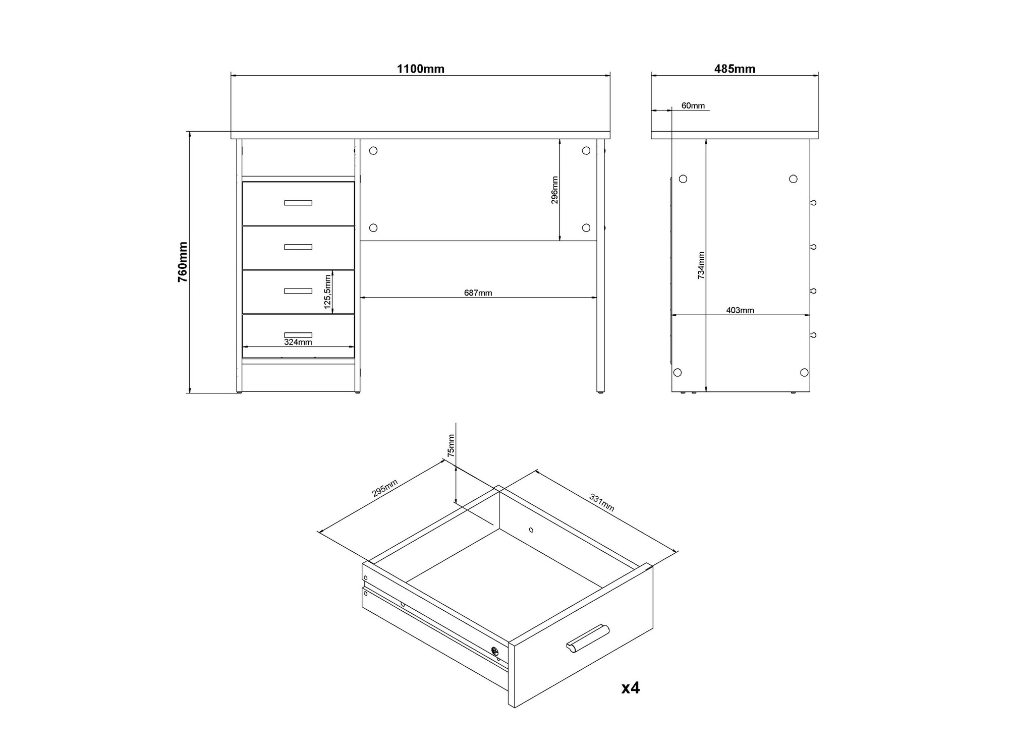 Pisalna miza Tustin 202 (Bela)