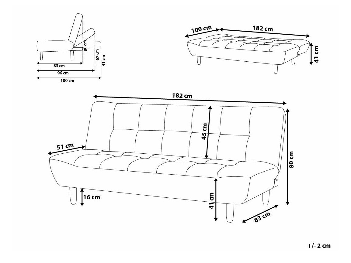 Raztegljiv kavč Berwyn 1550 (Temno siva)