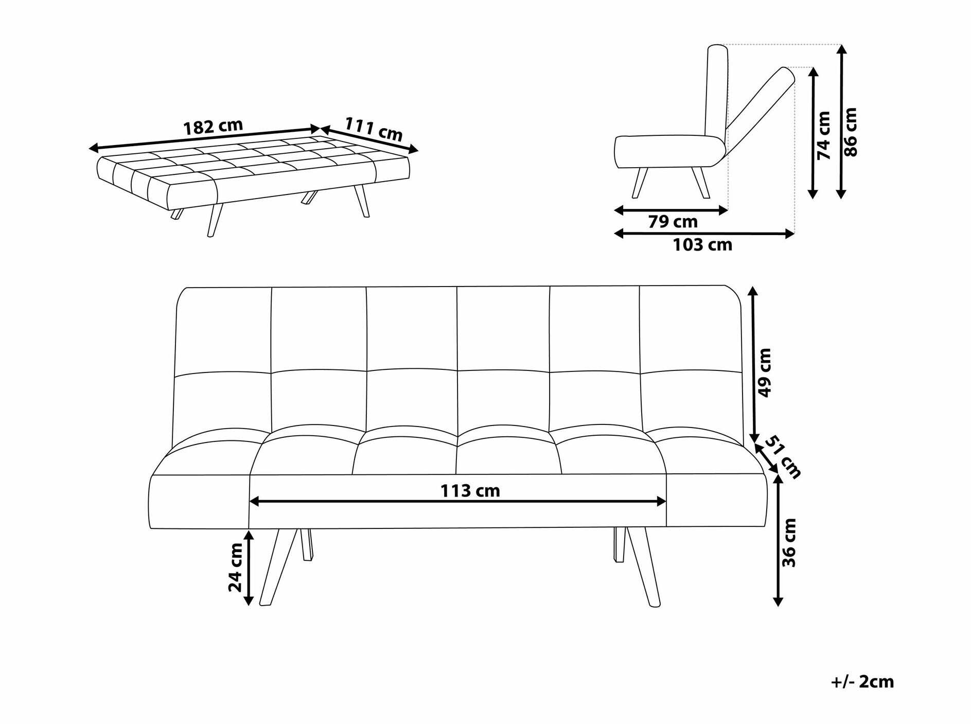 Raztegljiv kavč Berwyn 1552 (Svetlo siva)