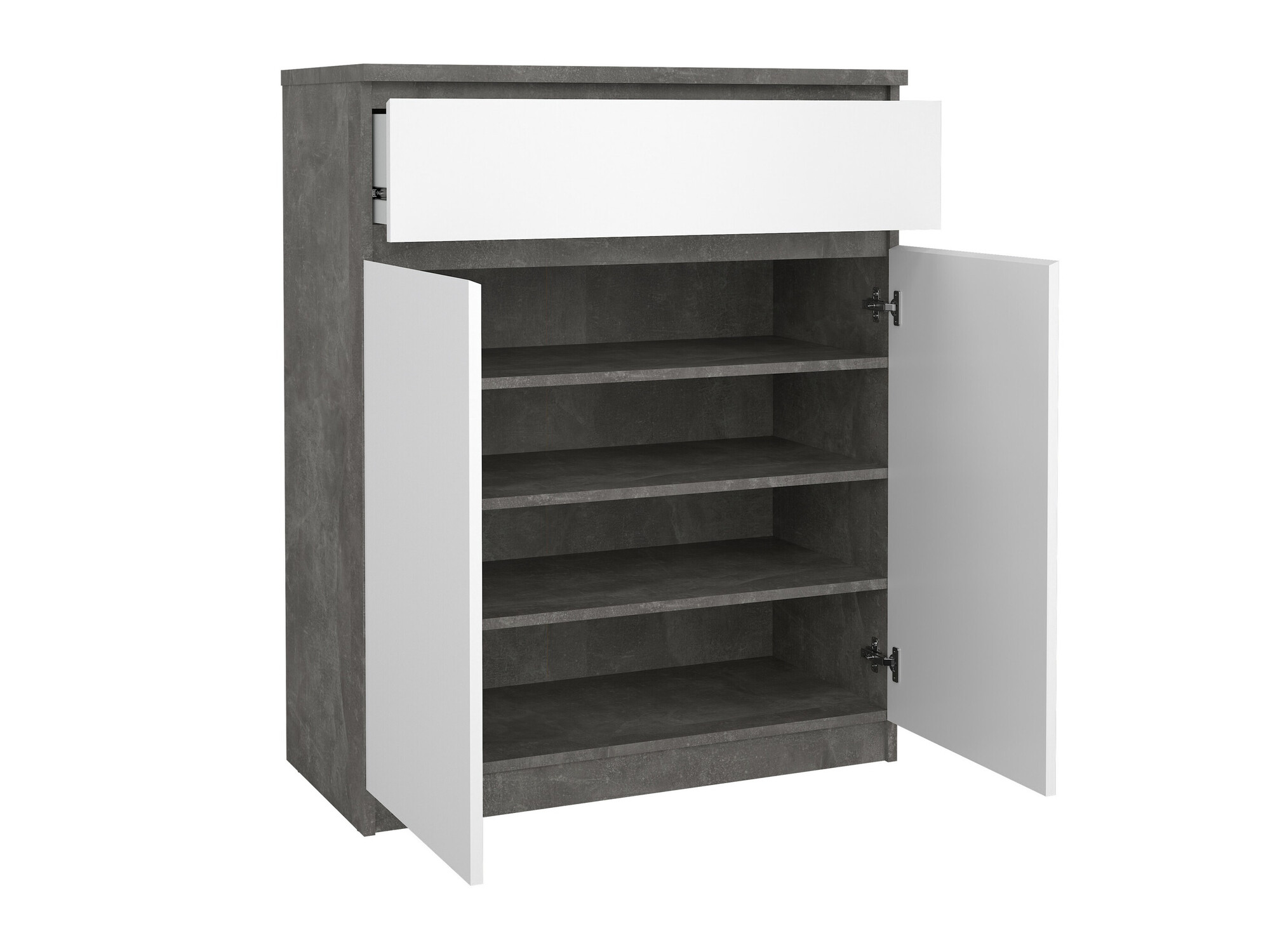 Komoda Tustin M108 (Sijaj bela + Beton)