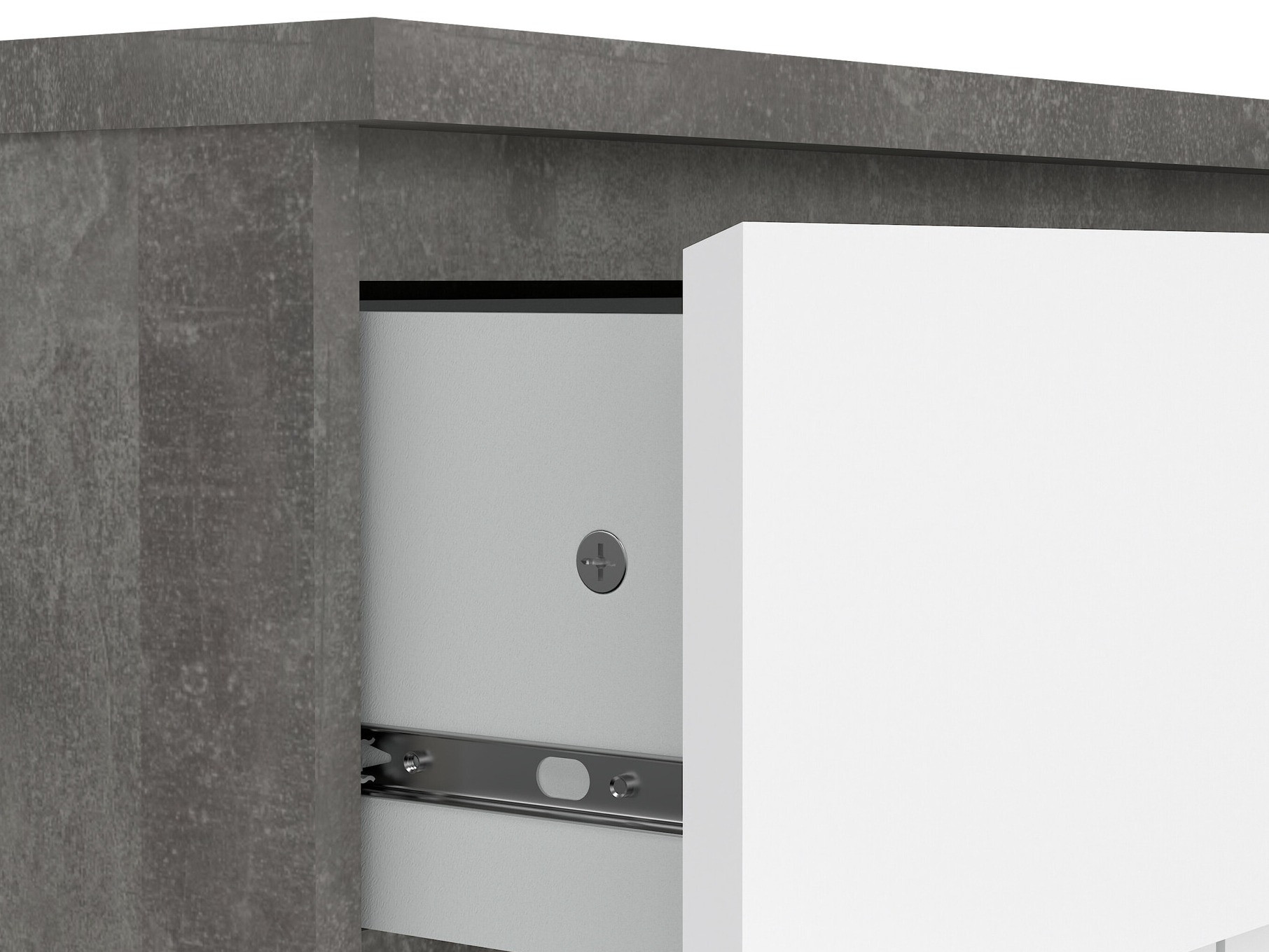 Komoda Tustin M108 (Sijaj bela + Beton)