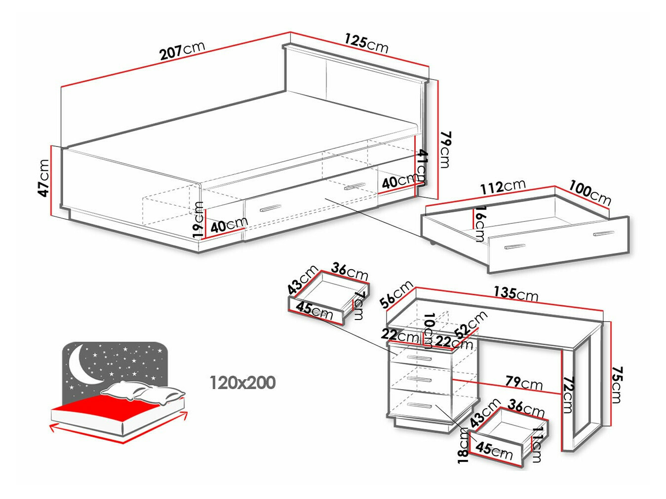 Komplet spalnic Tenodeu 129
