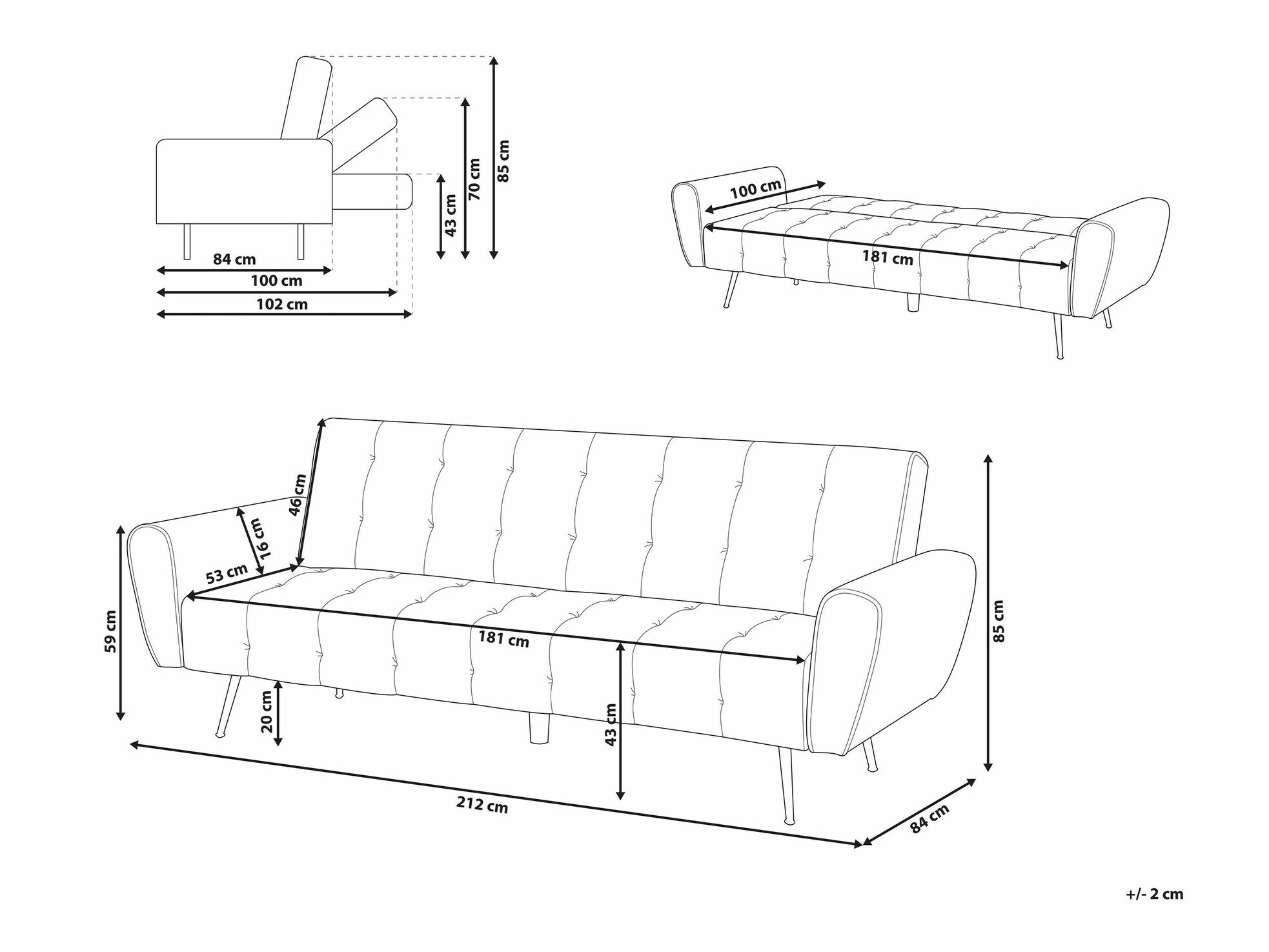 Raztegljiv kavč Berwyn 1560 (Zelena)