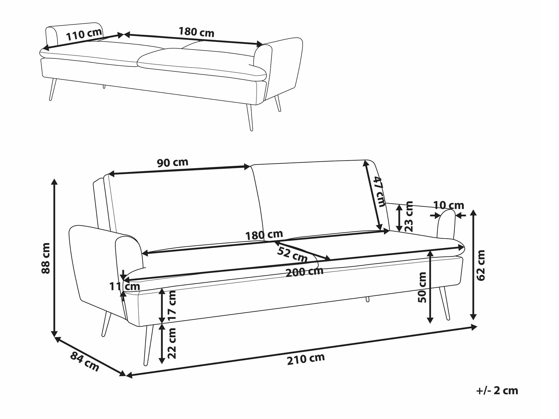 Raztegljiv kavč Berwyn 1564 (Zelena)