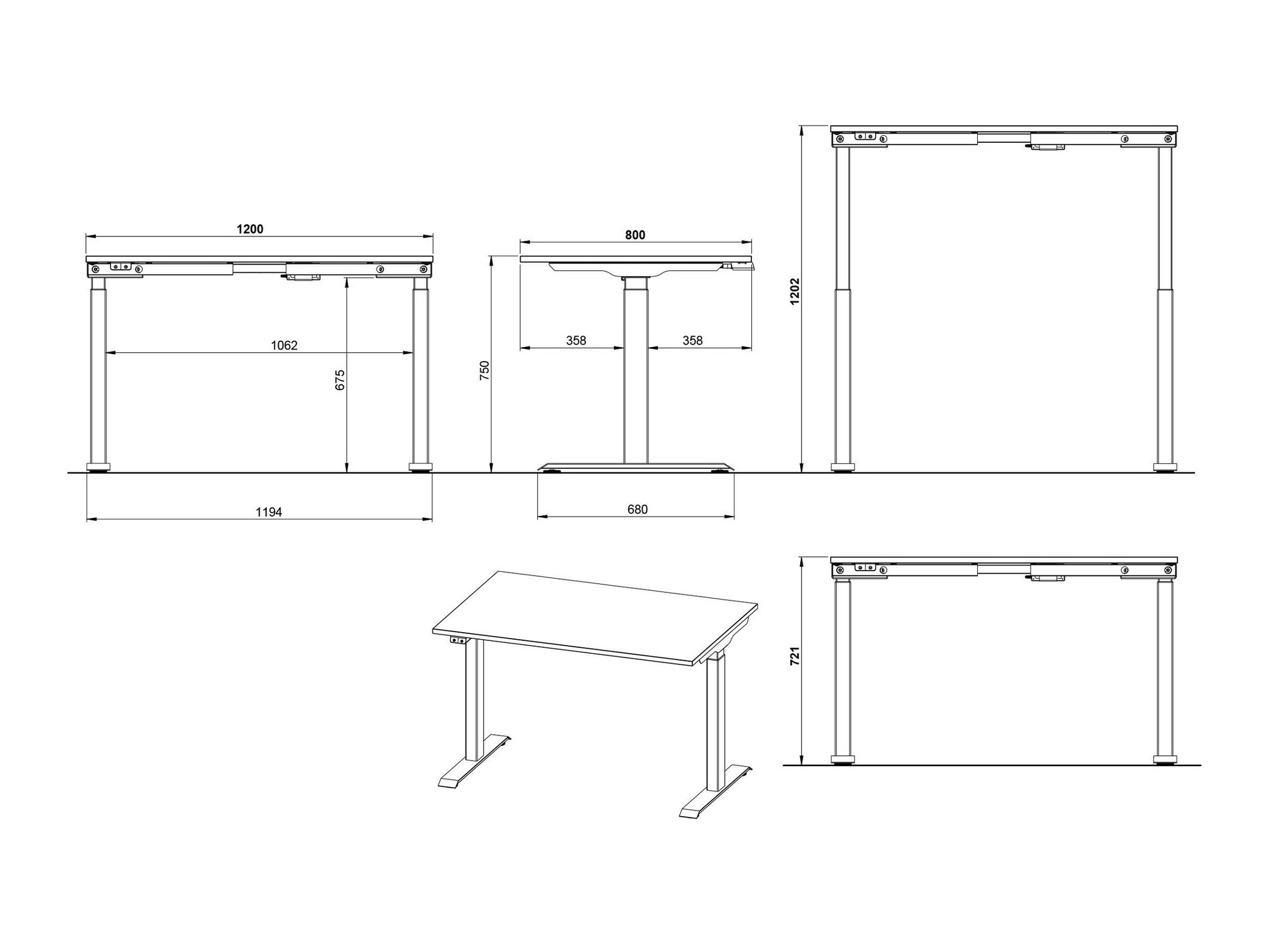 Dvižna pisalna miza Sacramento 417 (Bela + Črna)