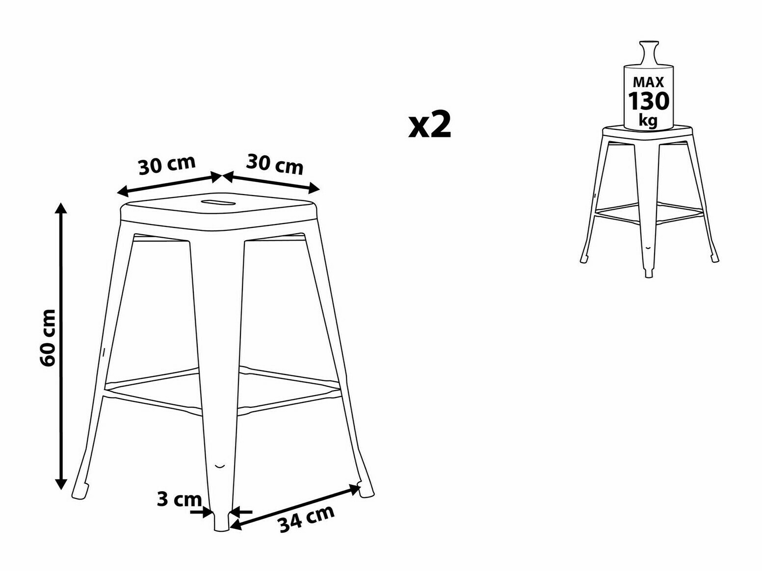 Komplet srednje visokih barskih stolov Berwyn 1565 (Srebrna + Zlata)