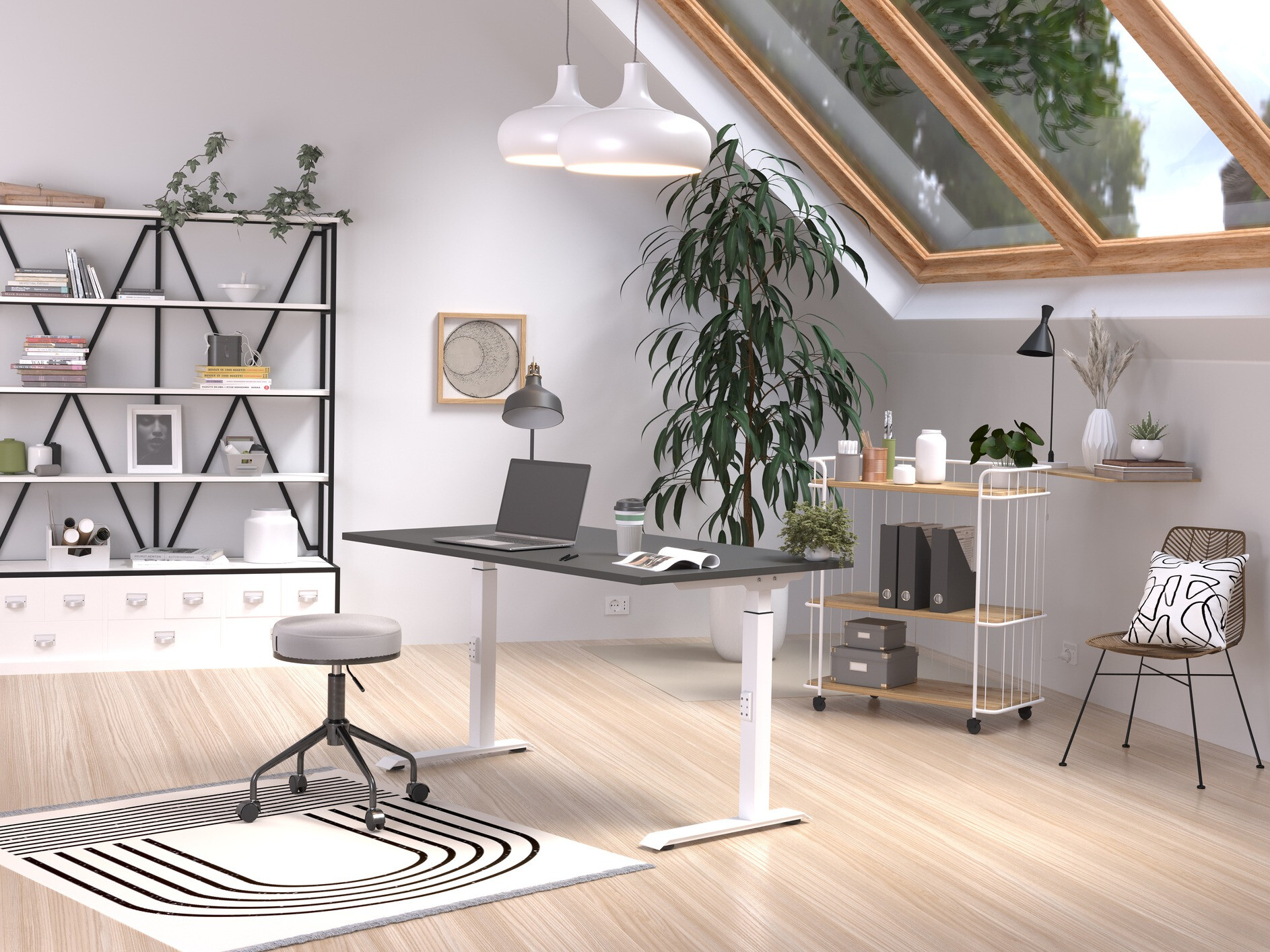 Pisalna miza Sacramento 419 (Grafit + Bela)