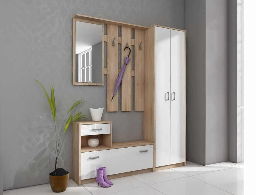 Komplet za predsobo Gilroy 106 (Sonoma hrast + Bela)