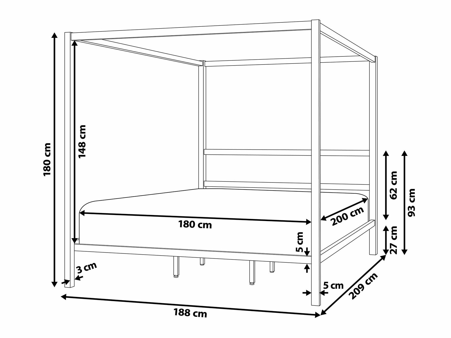 Postelja Berwyn 1586 (Bela)