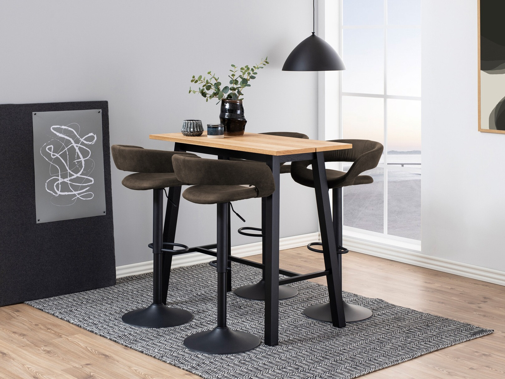 Srednje visok barski stol Norsica 280 (Antracit + Črna)