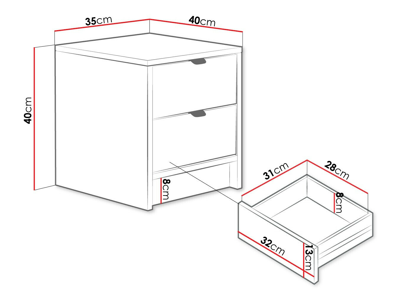 Nočna omarica Comfivo Larmire 106 (Bela)