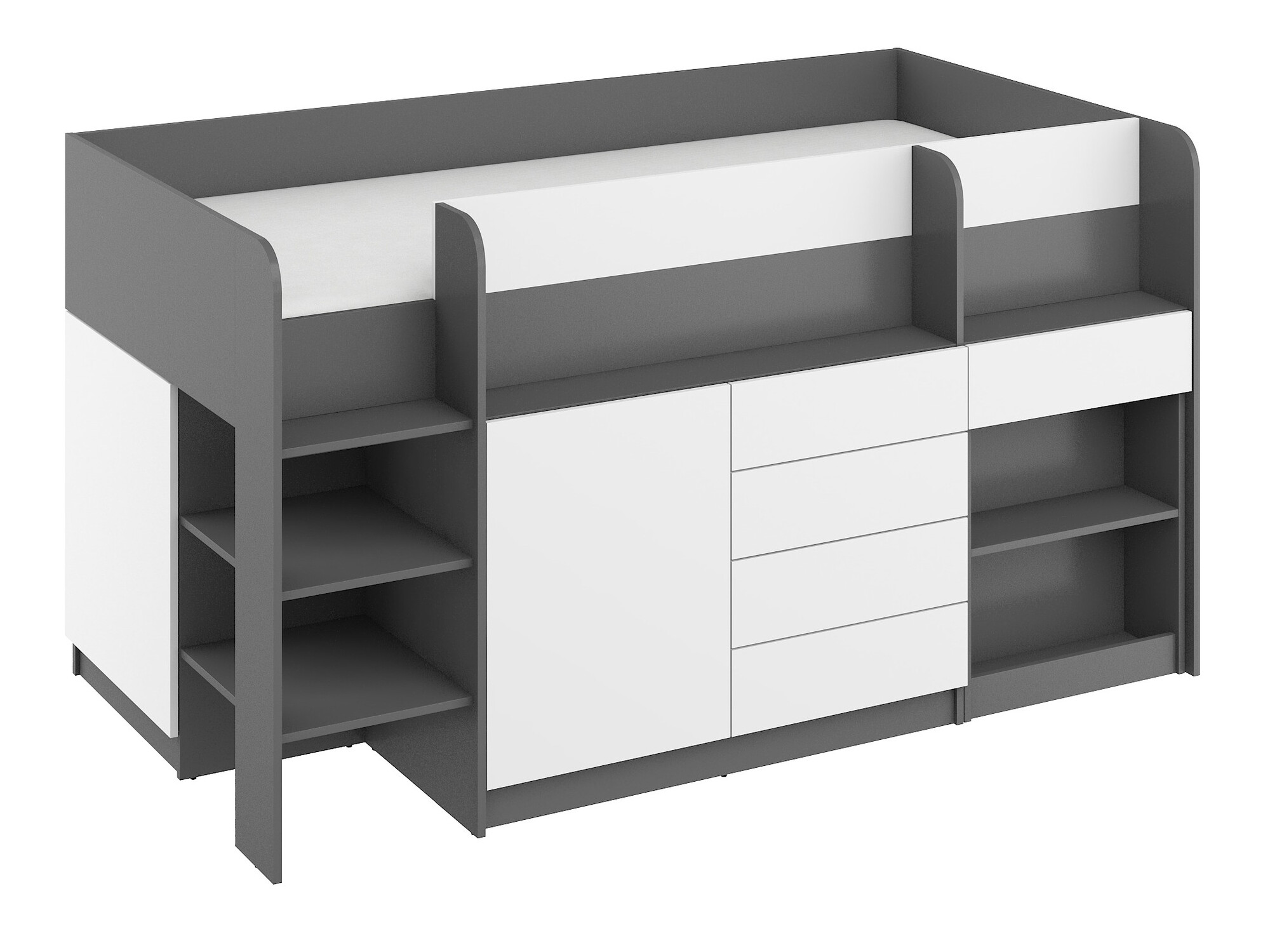 Visoka postelja Gilroy 116 (Grafit + Bela)