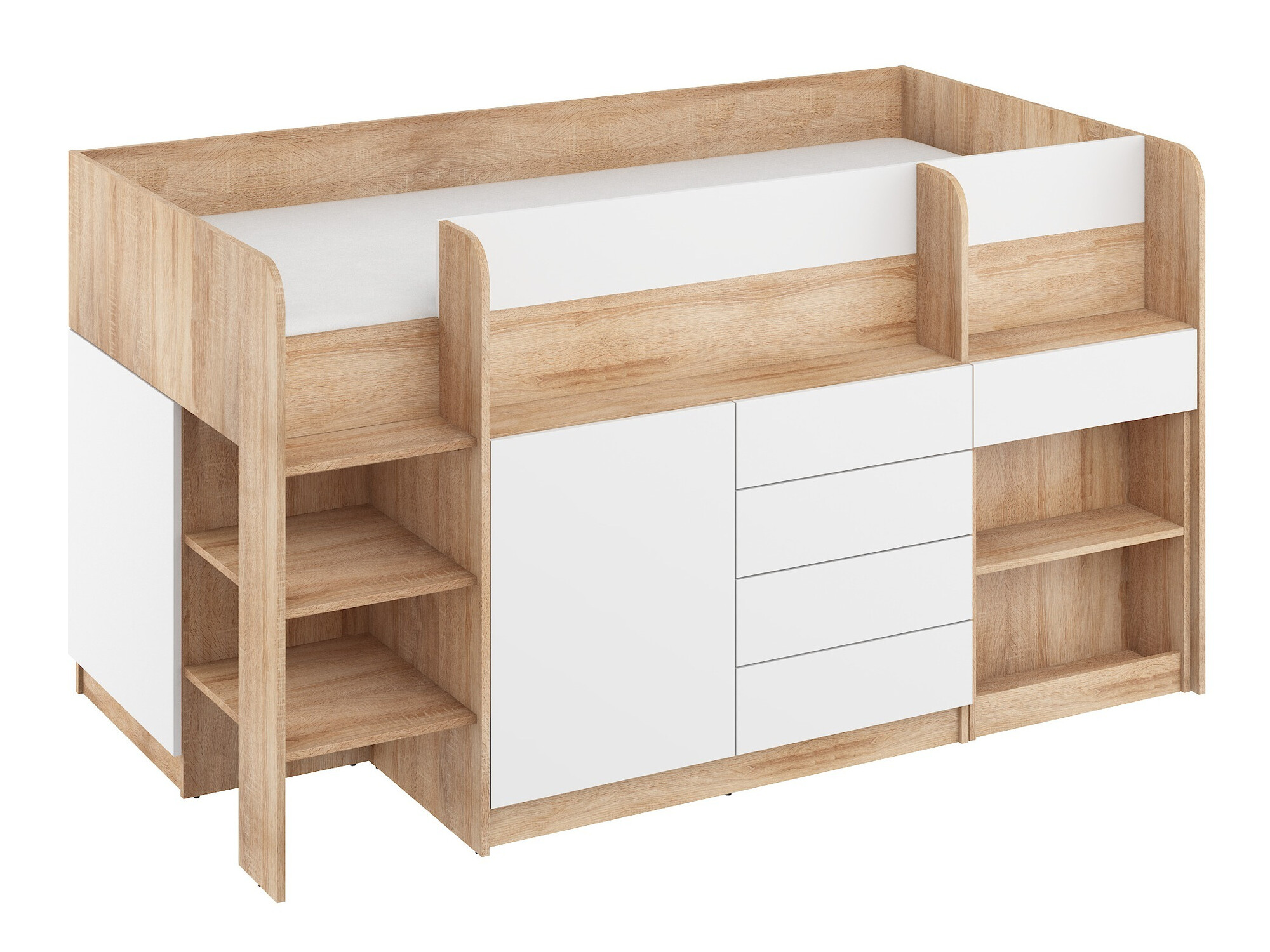 Visoka postelja Gilroy 116 (Sonoma hrast + Bela)