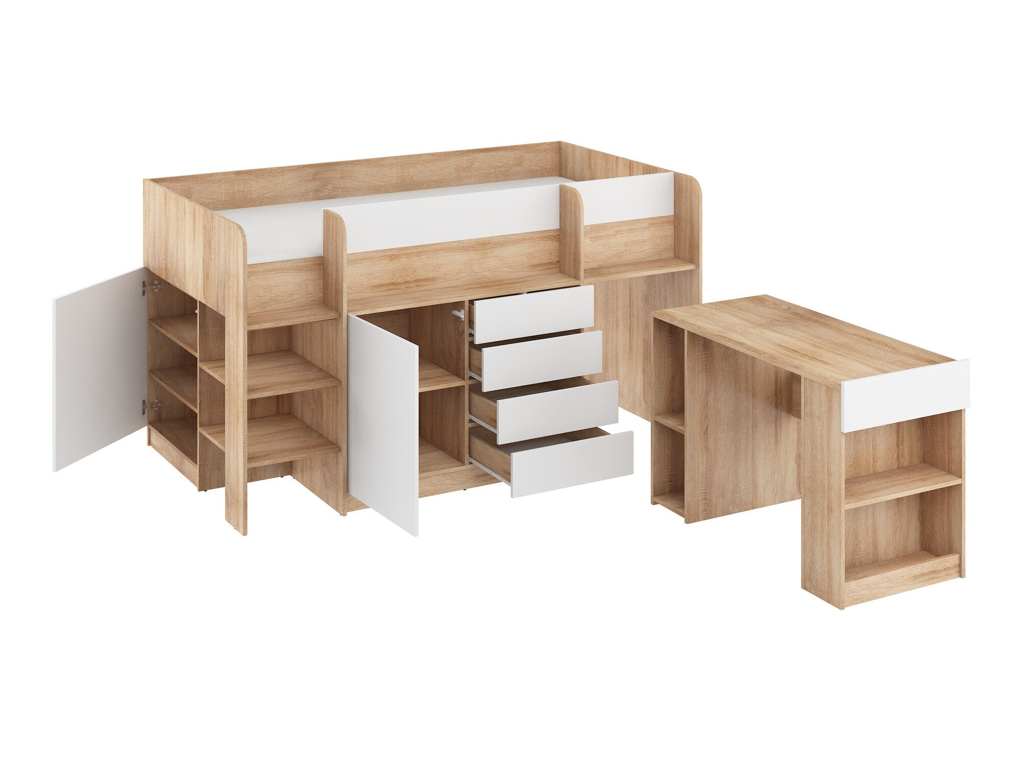 Visoka postelja Gilroy 116 (Sonoma hrast + Bela)