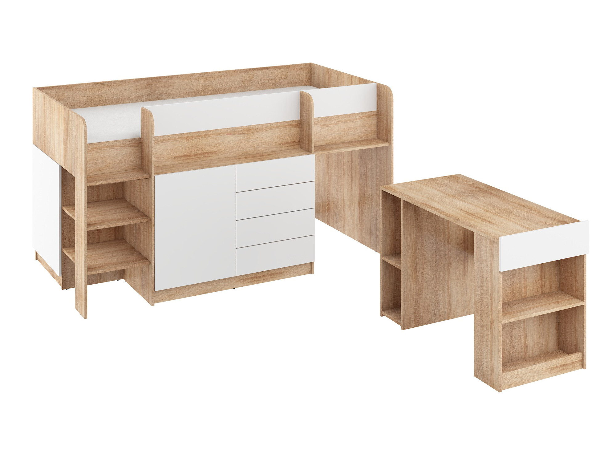 Visoka postelja Gilroy 116 (Sonoma hrast + Bela)