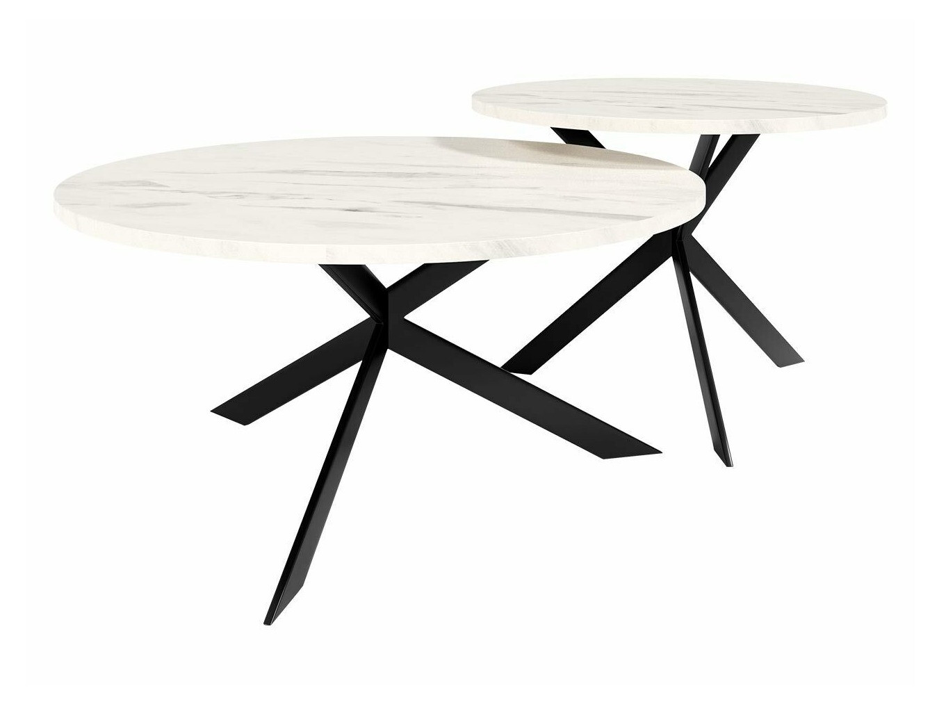 Komplet klubskih mizic Oswego 108 (Beli marmor + Črna)