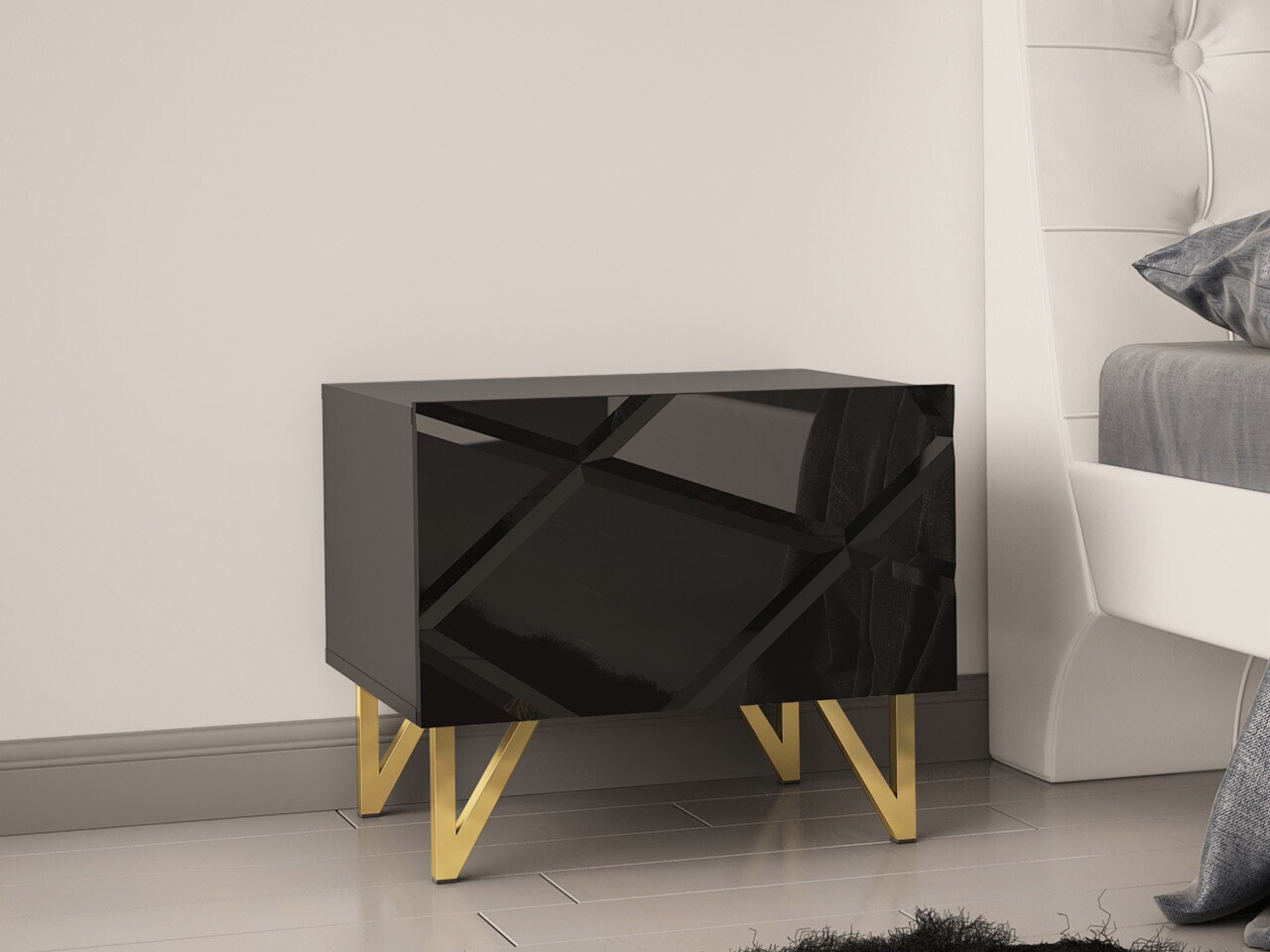 Nočna omarica Mavmave 103 (Črna + Sijaj črna)