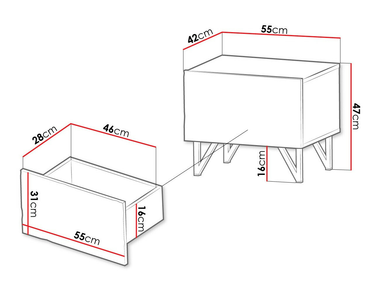 Nočna omarica Mavmave 103 (Črna + Sijaj črna)